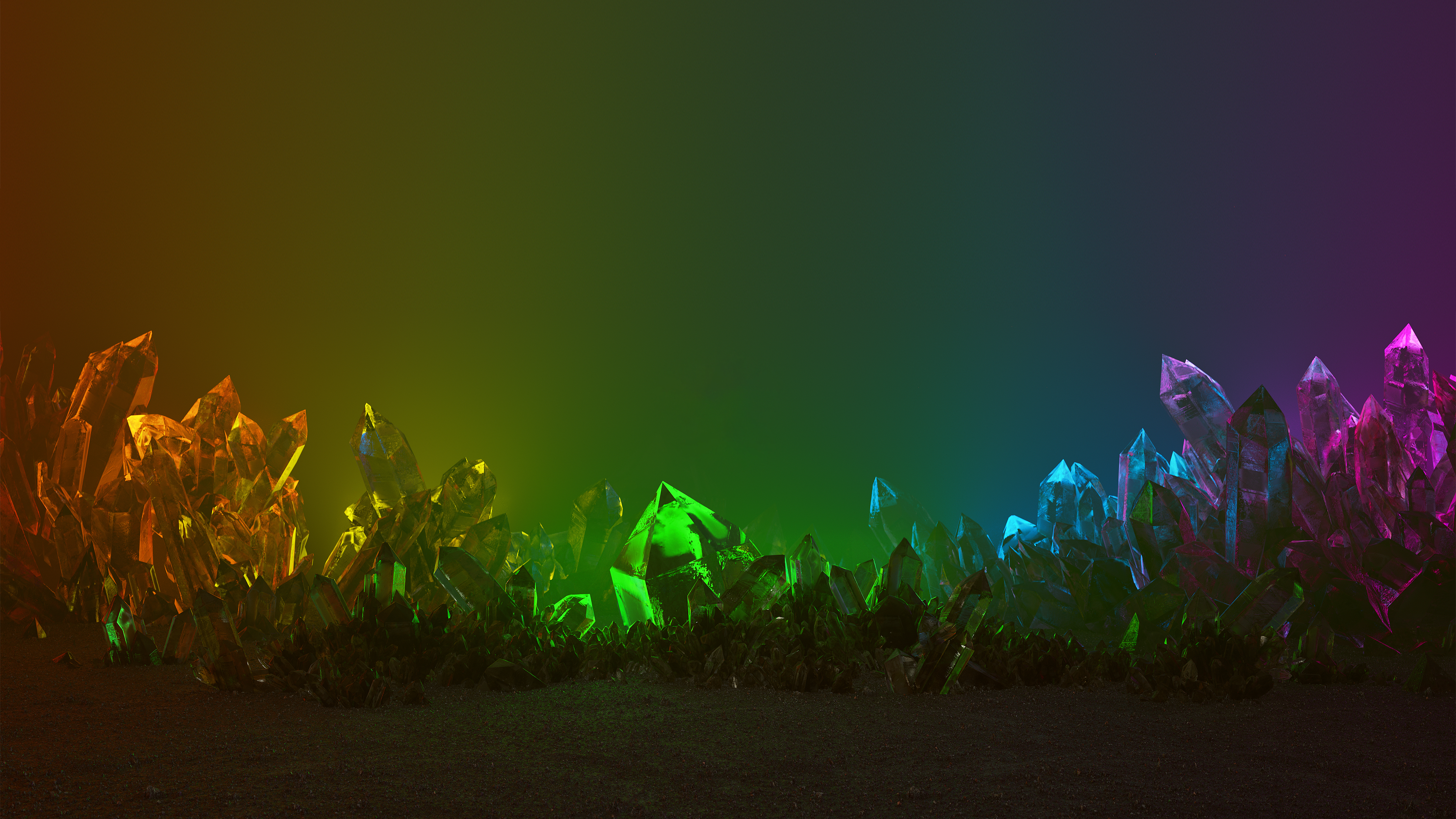 Glowing Colorful Digital Art Razer Inc Crystal Render Razer Chroma Crystals Without Logo 3840x2160
