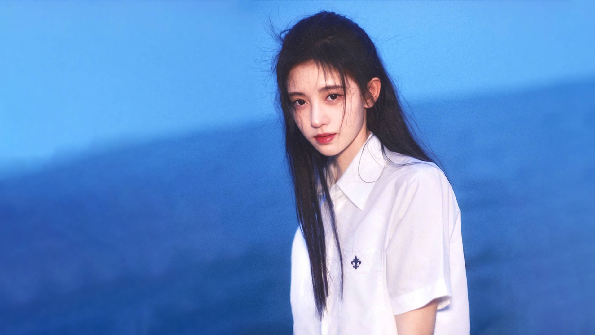 Kiku Ju Jingyi Actress Singer Women Chinese Asian Long Hair White Shirt 1920x1080