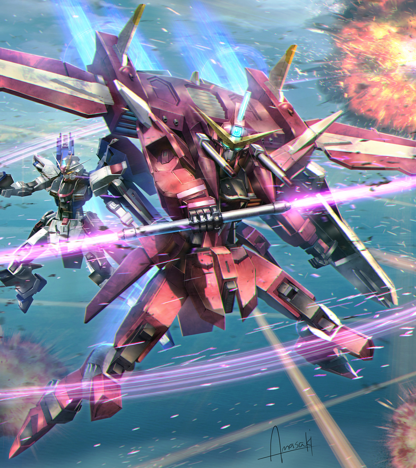 Anime Robot Gundam Mobile Suit Gundam SEED Super Robot Wars ZGMF X09A Justice ZGMF X10A Freedom Digi 1333x1500