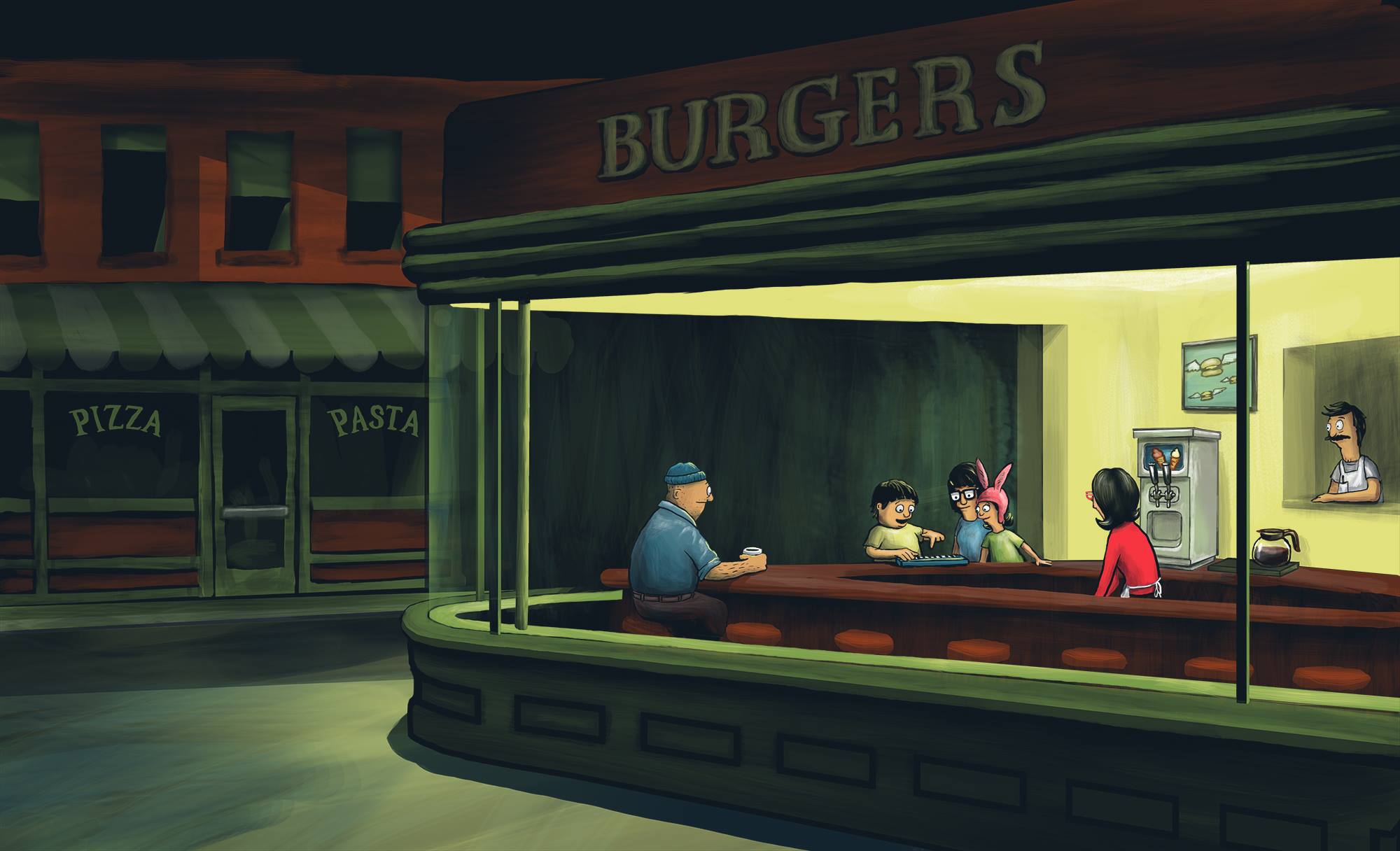 Humor Painting Bobs Burgers Burgers Restaurant 2000x1216