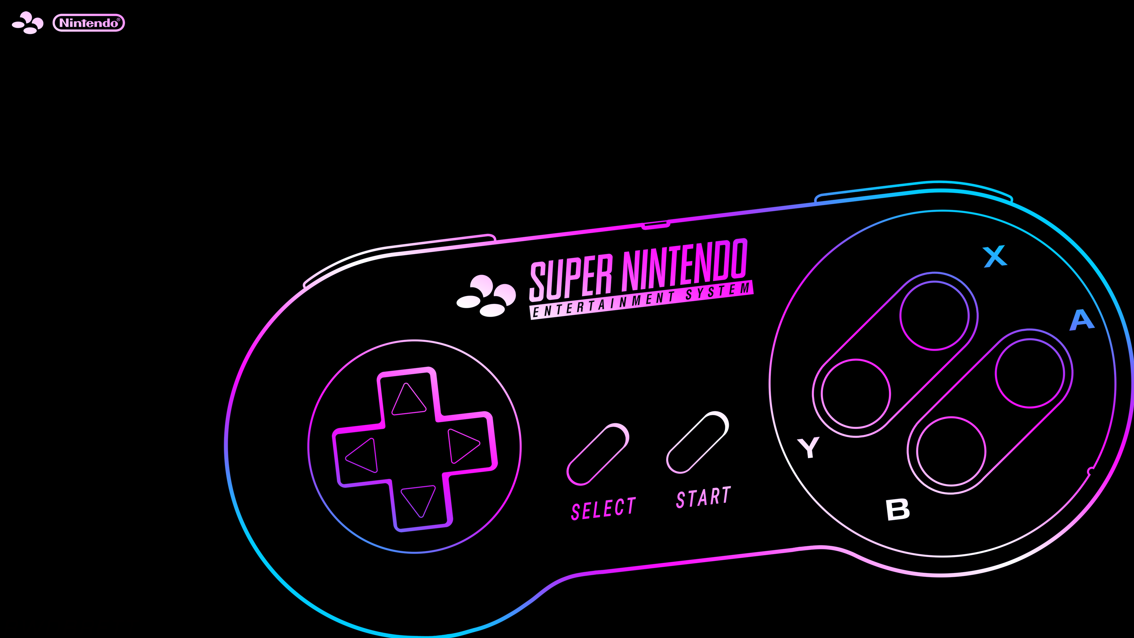 SNES Nintendo Controllers Retro Games Black Background Video Games Simple Background Logo 3840x2160