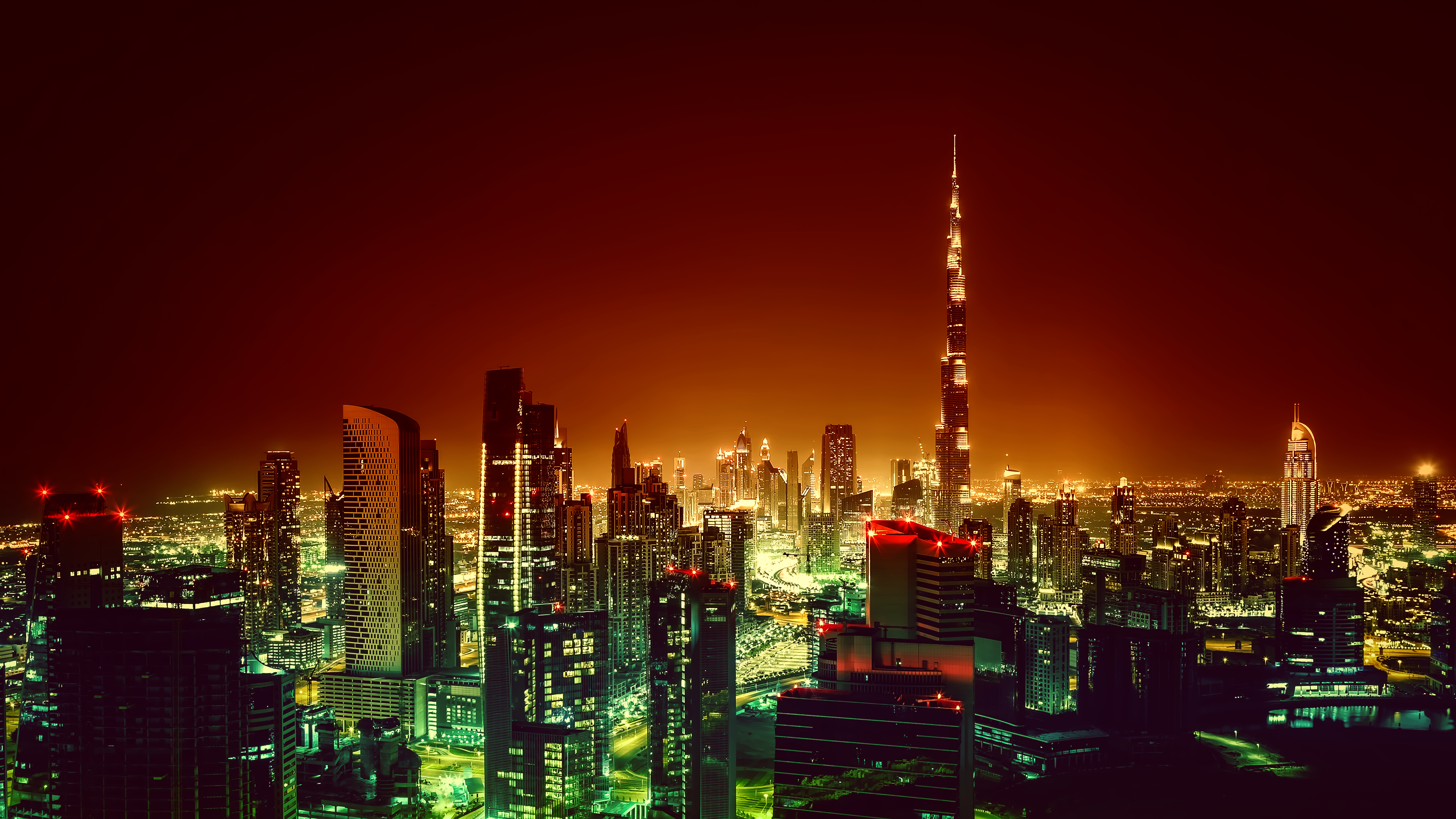 Cityscape Night Burj Khalifa 3840x2160