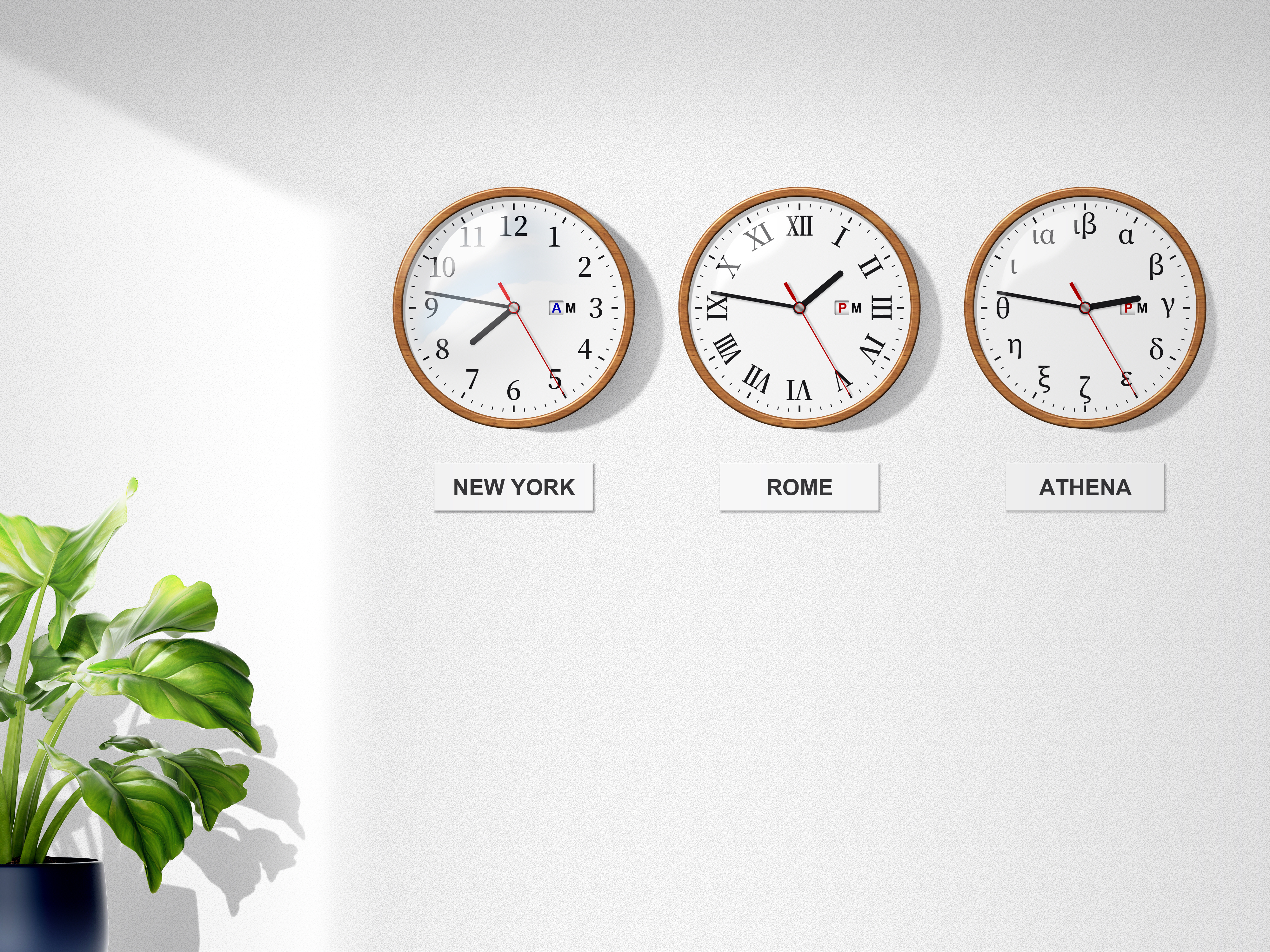 Clocks Wall Typography Simple Background 4000x3000