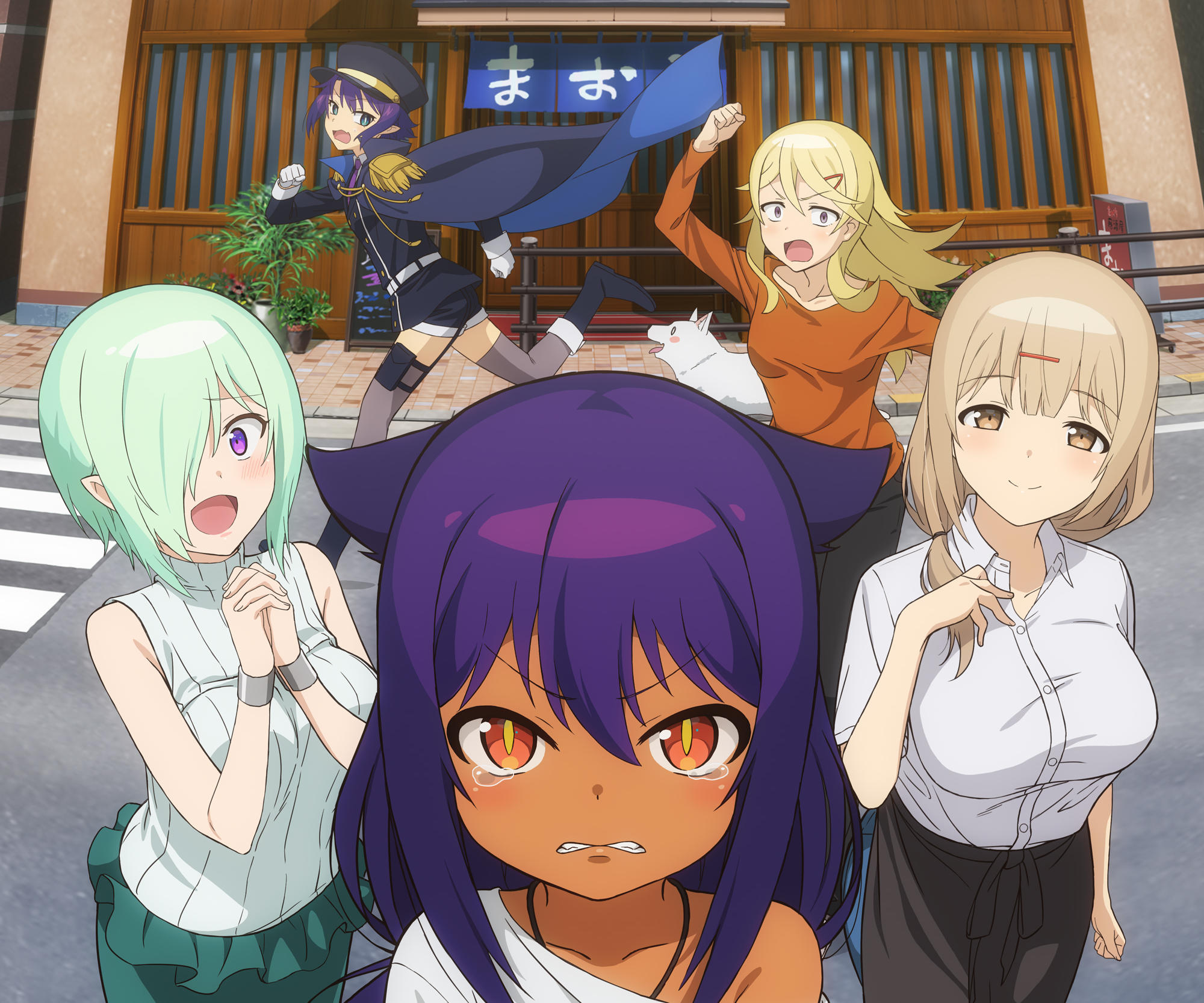 Anime Anime Girls Aqua Hair Purple Hair Blonde Angry Face Hair In Face Jahy Sama Wa Kujikenai 2000x1667