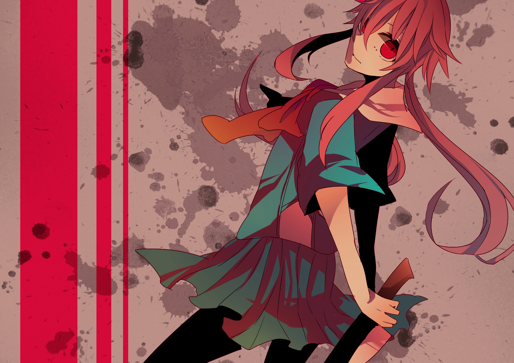 Mirai Nikki Gasai Yuno Knife Yandere Anime Girls 1700x1200