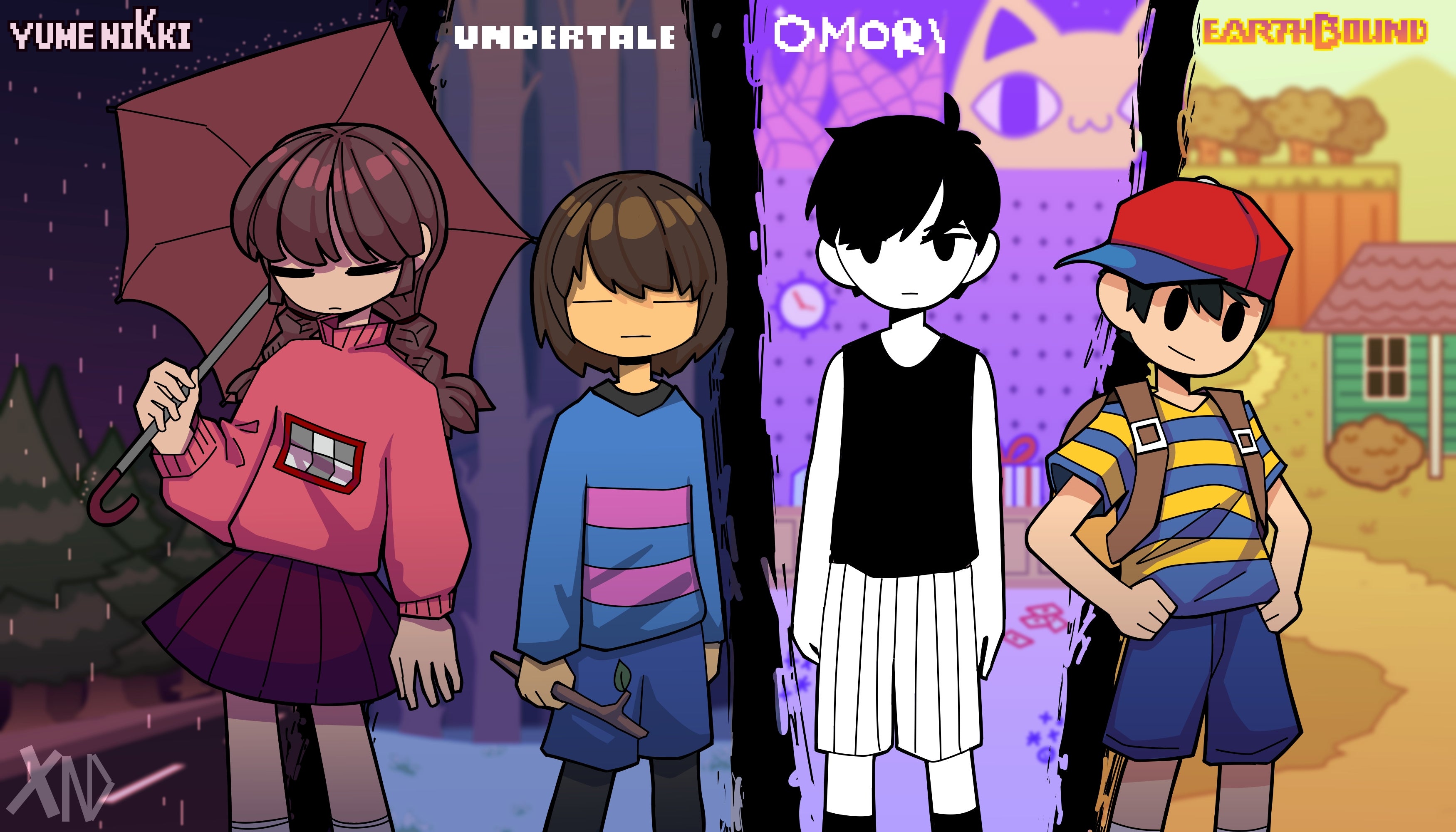 Undertale Earthbound Yume Nikki Omori Video Game Omori Character Frisk Undertale Ness Earthbound Mad 3500x2000
