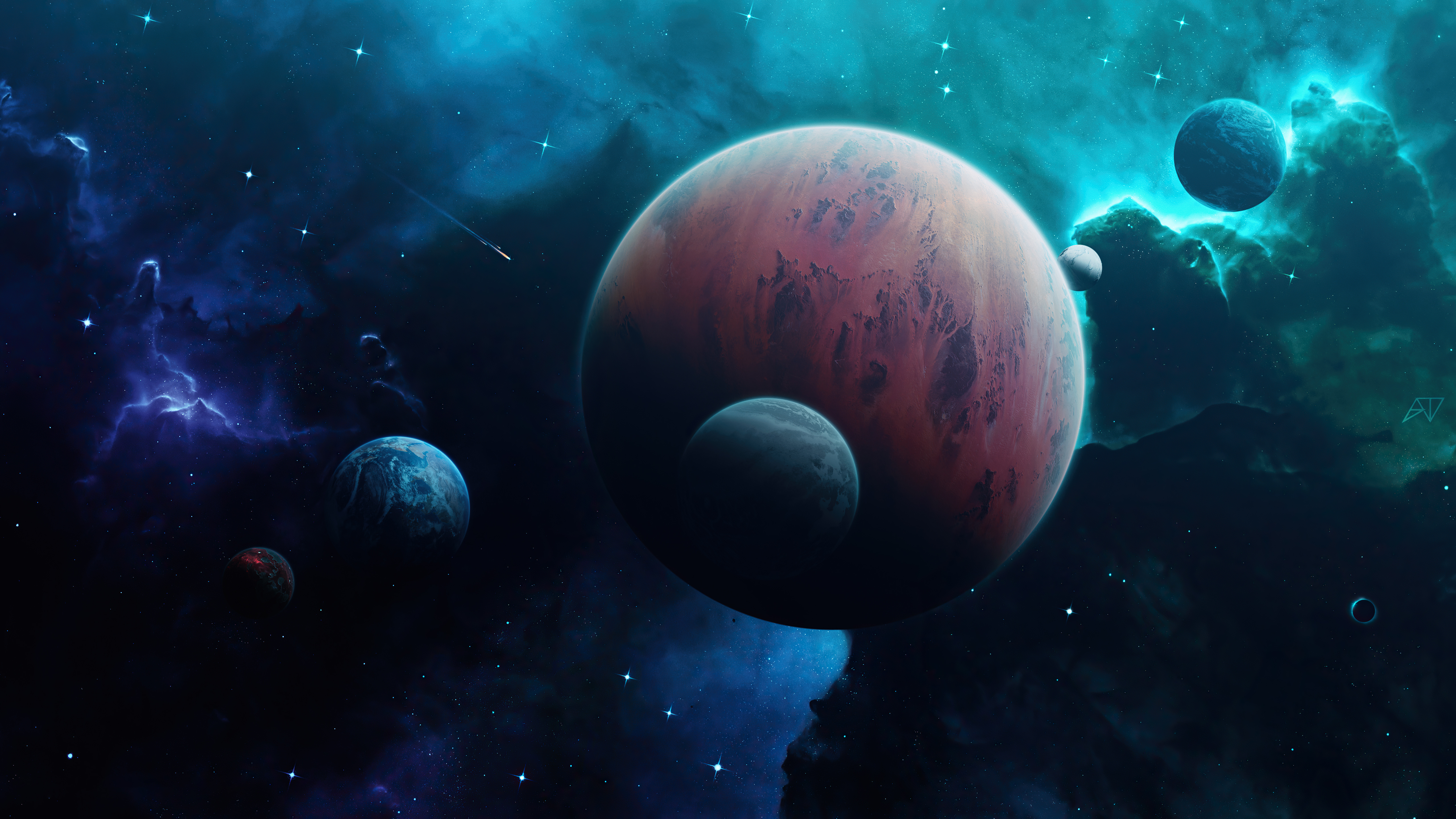 Science Fiction Planet Space Stars Artwork Digital Art Comet 5120x2880