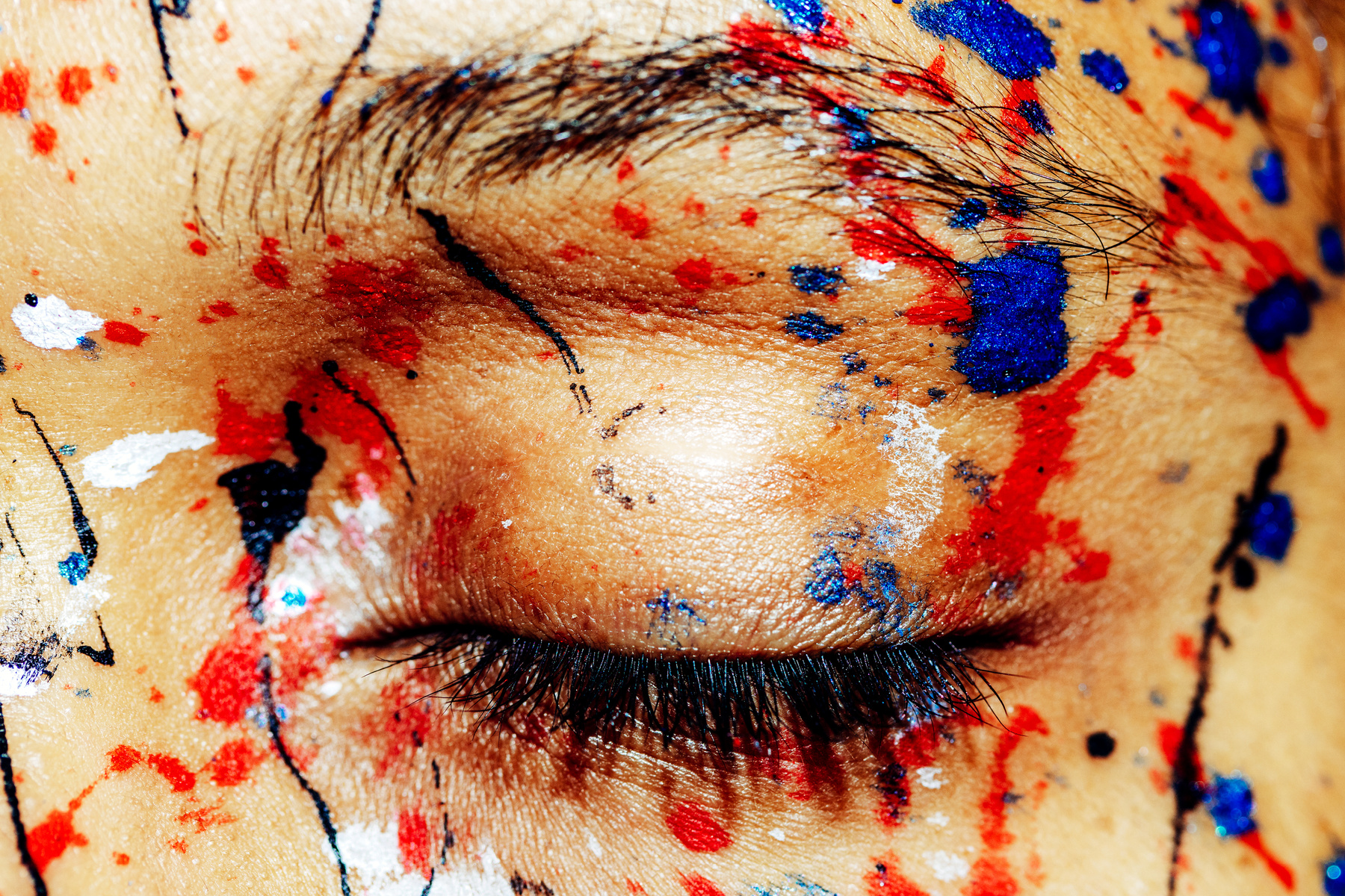 Women Body Paint Colorful Yan Senez Eyes Closeup 1800x1200