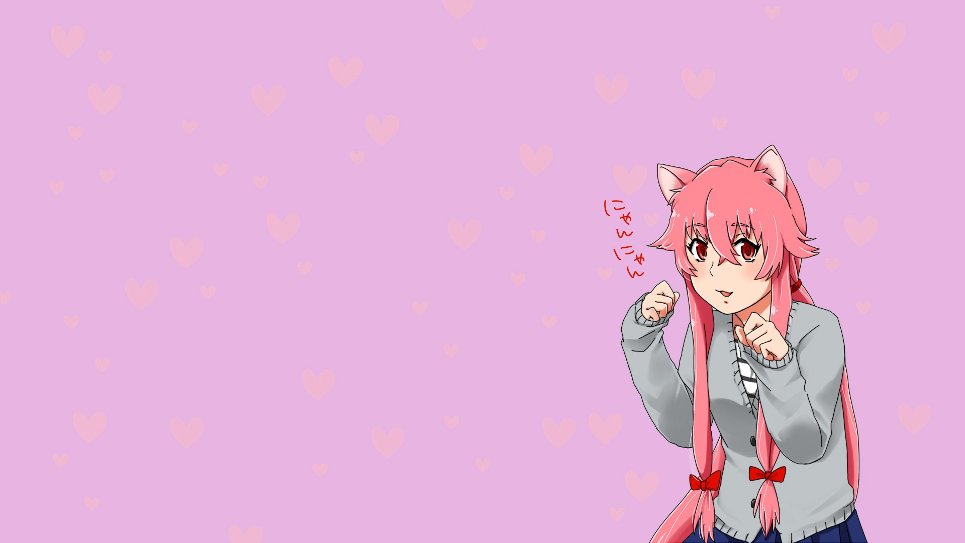 Mirai Nikki Gasai Yuno Yandere Simple Background Pink Background Anime Girls 1920x1080