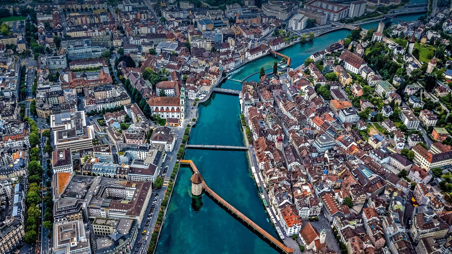 The Kapellbrucke Chapel Bridge Reuss Lucerne Switzerland 1920x1080