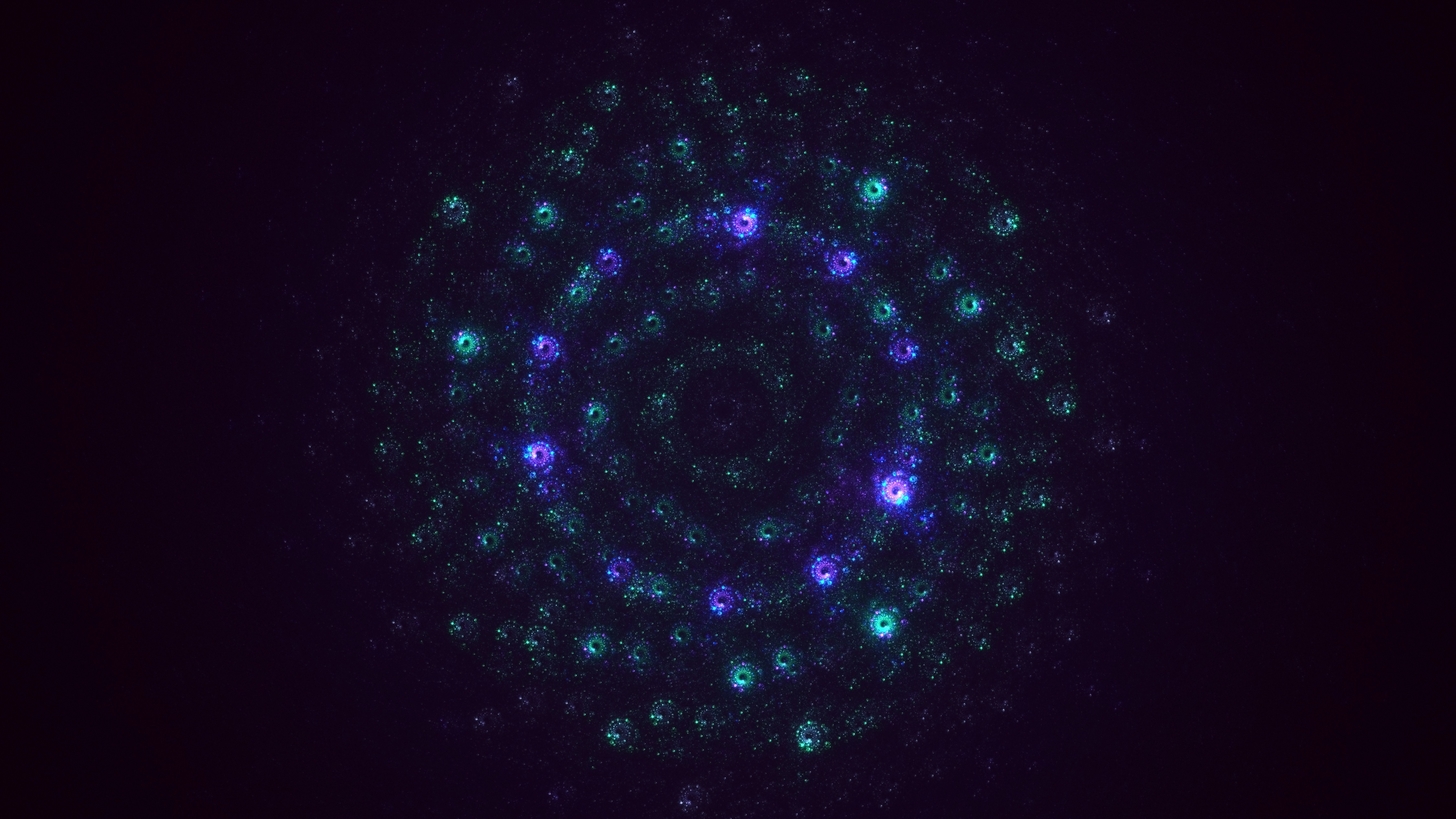 Abstract Digital Art Shiny Lights Colorful Dark Pattern Circle Glowing Detailed 4500x2531