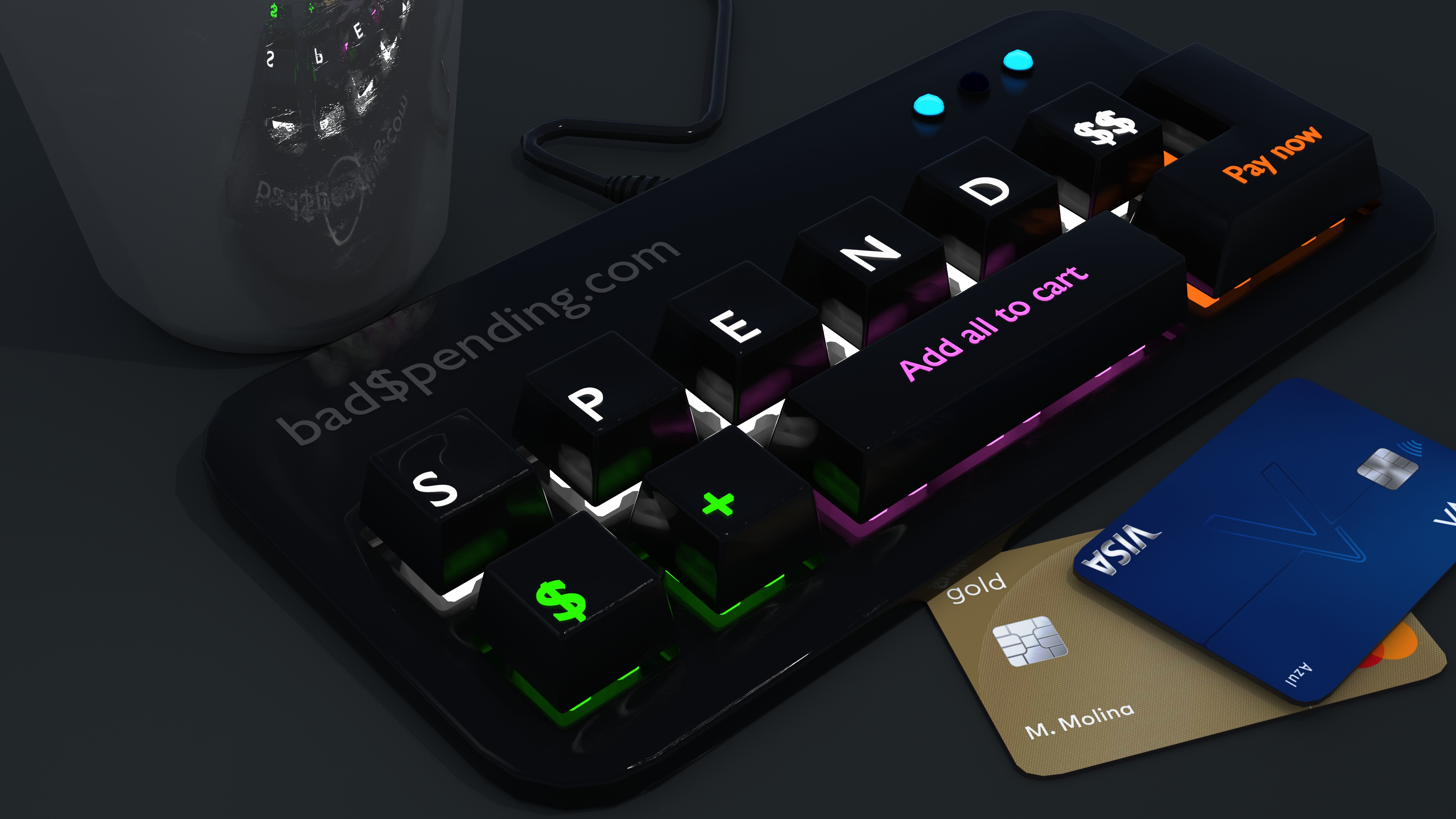 Blender Digital Computer Mexico Render Credit Cards Keyboards Concept Art 3840x2160