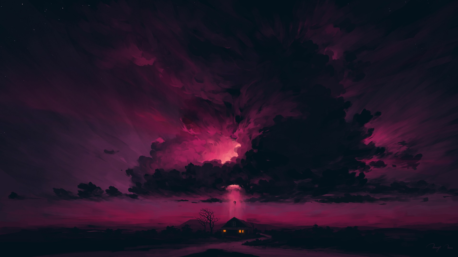 Digital Painting Science Fiction Arrival Sky Night BisBiswas 1920x1080