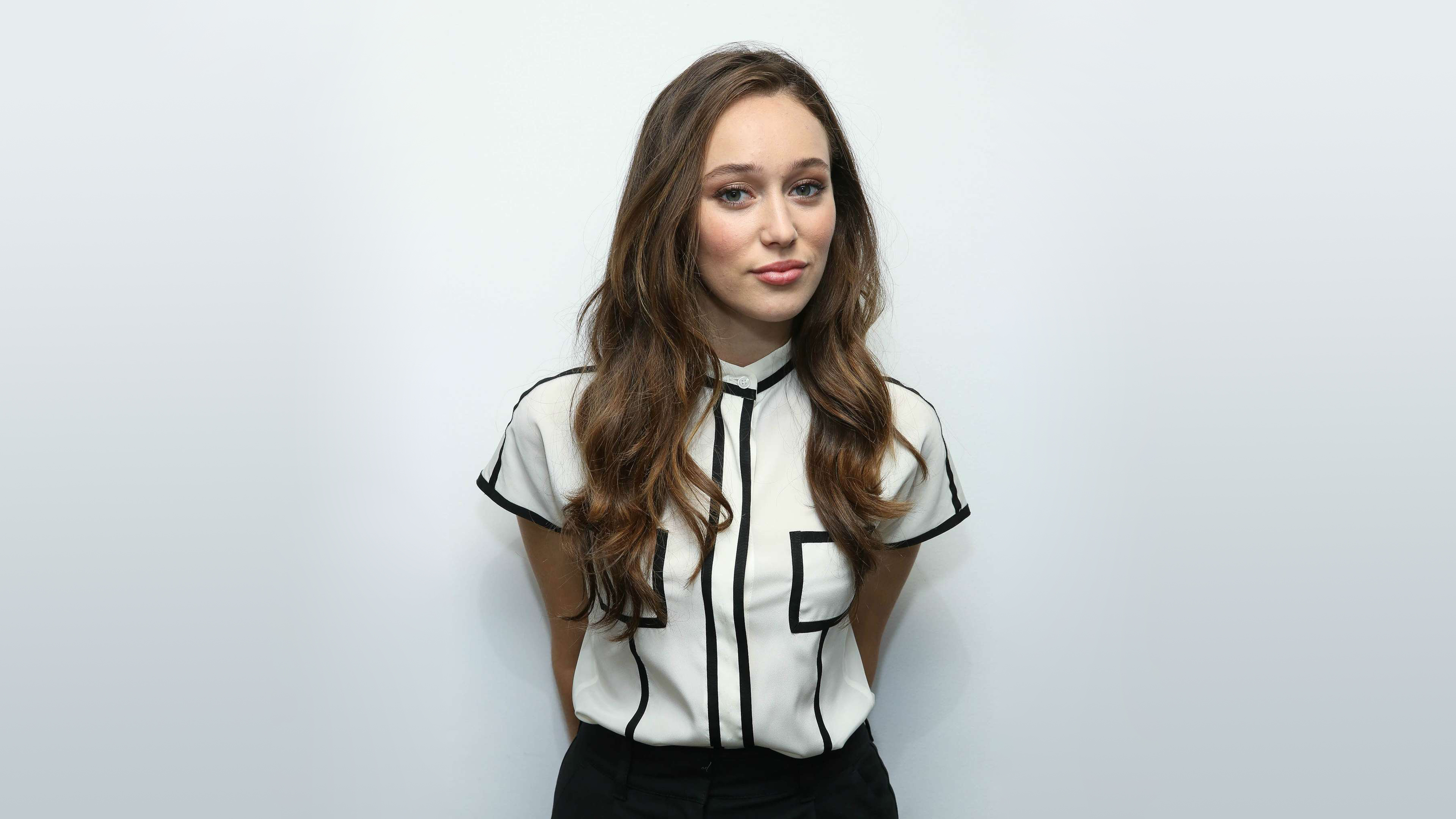 Alycia Debnam Carey Actress Brunette Studio White Background Simple Background 3840x2160