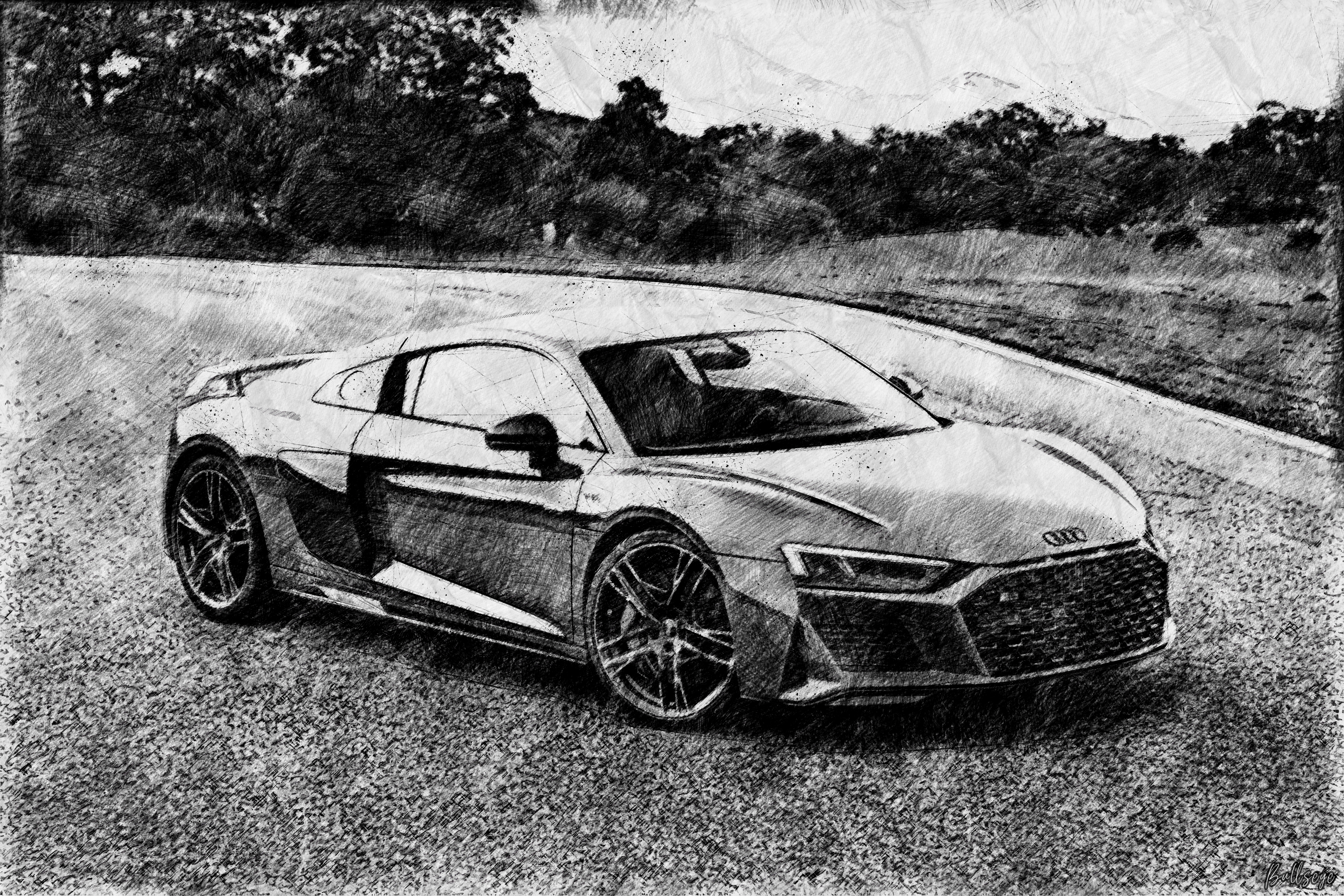 Audi Audi R8 Car Vehicle Drawing Artwork Pencil Drawing 4098x2734