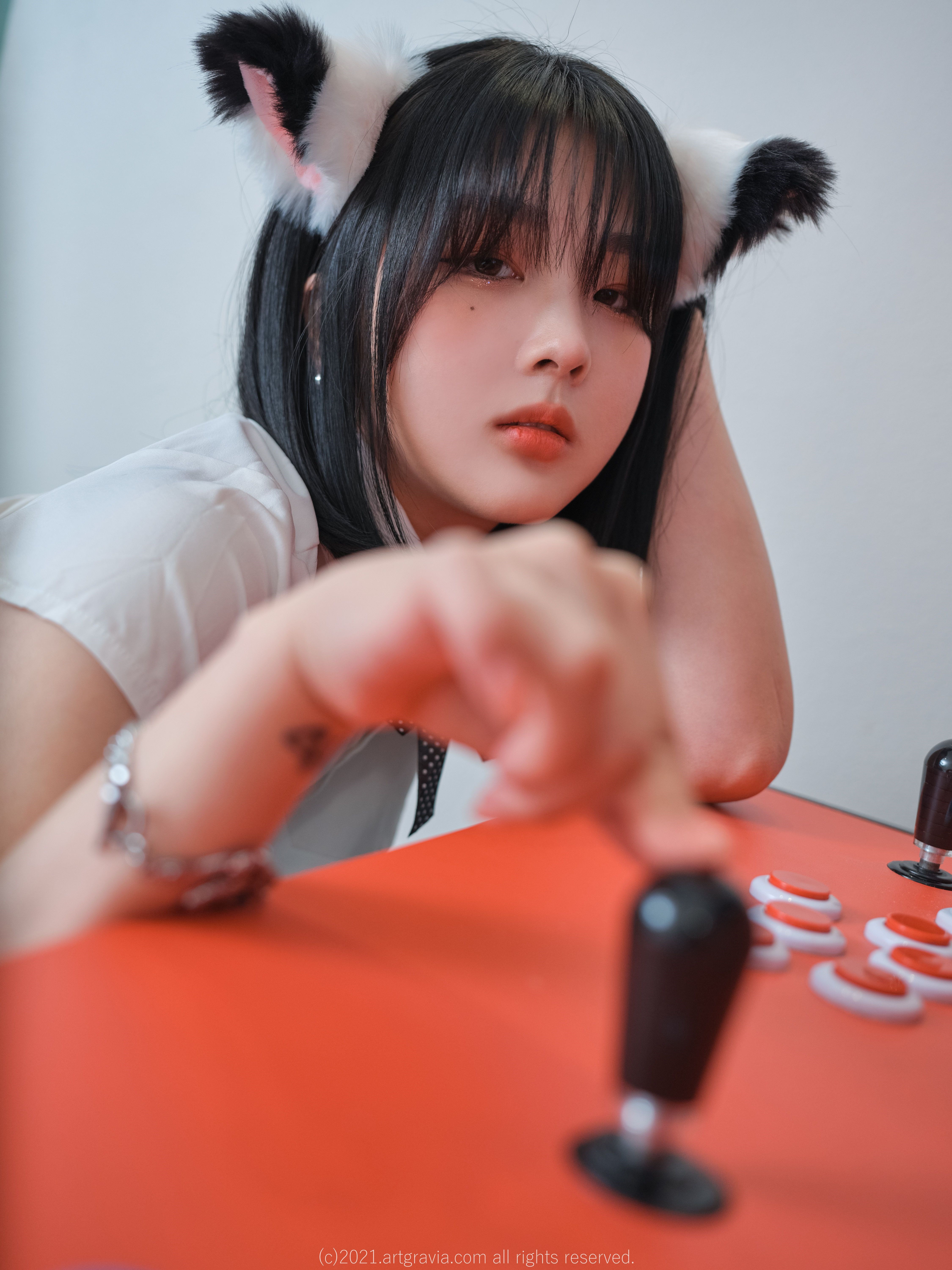 Asian Women Brunette Arcade Cabinet Korean Women Animal Ears 4500x6000