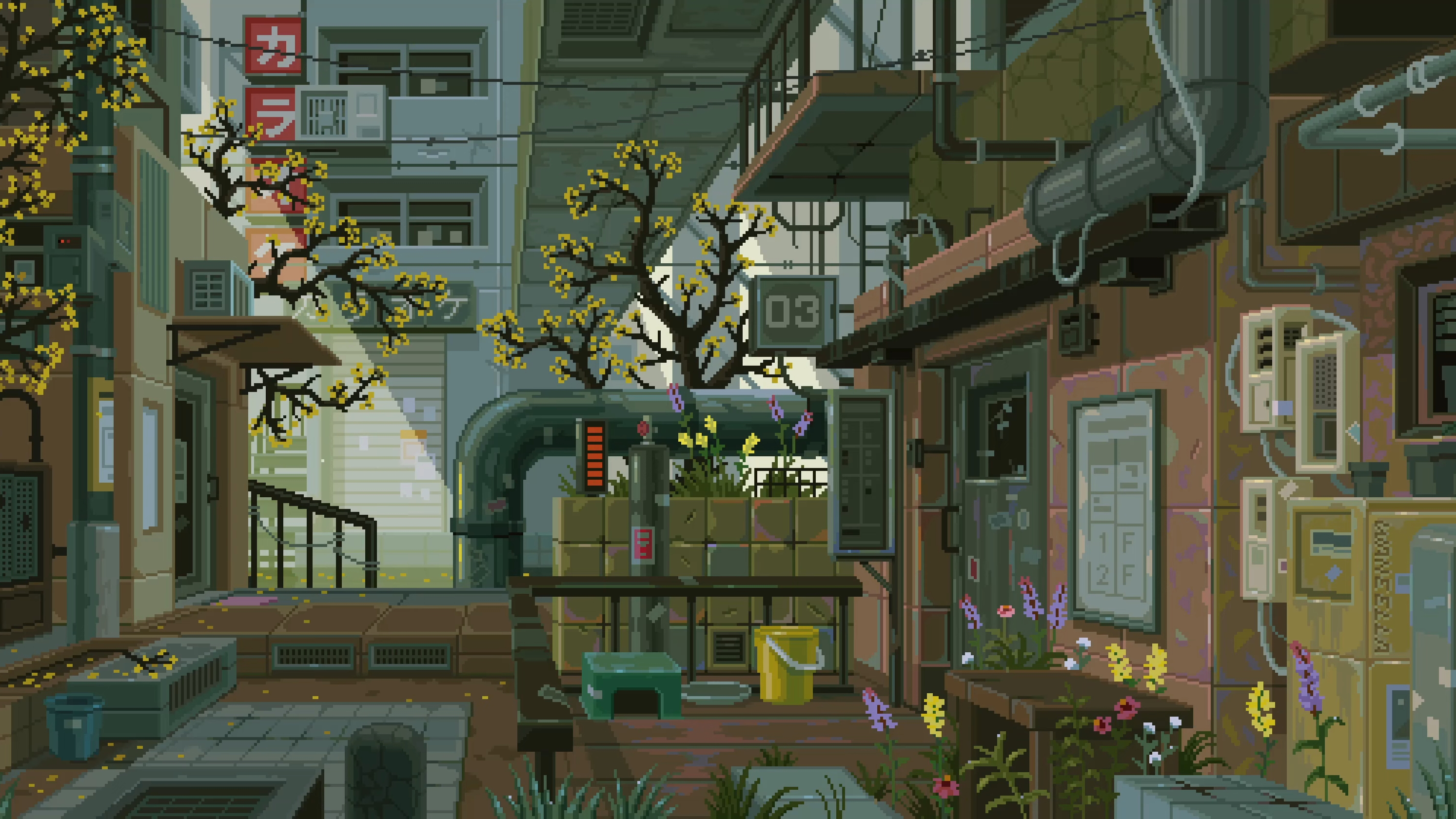 Waneella Pixel Art City Plants 2986x1680