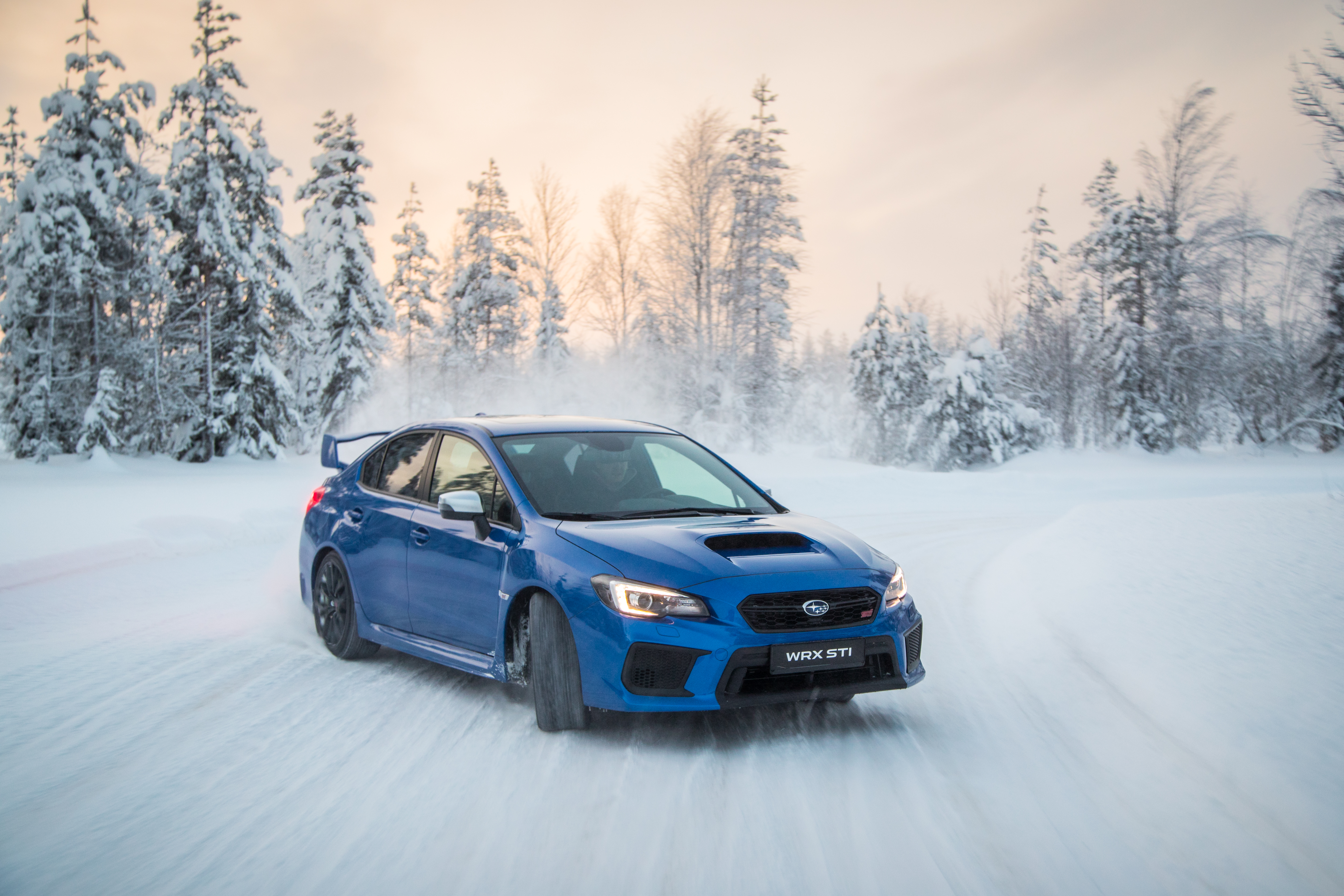 Car Sports Car Blue Cars Subaru WRX STi Winter Snow Outdoors Ice 5000x3333