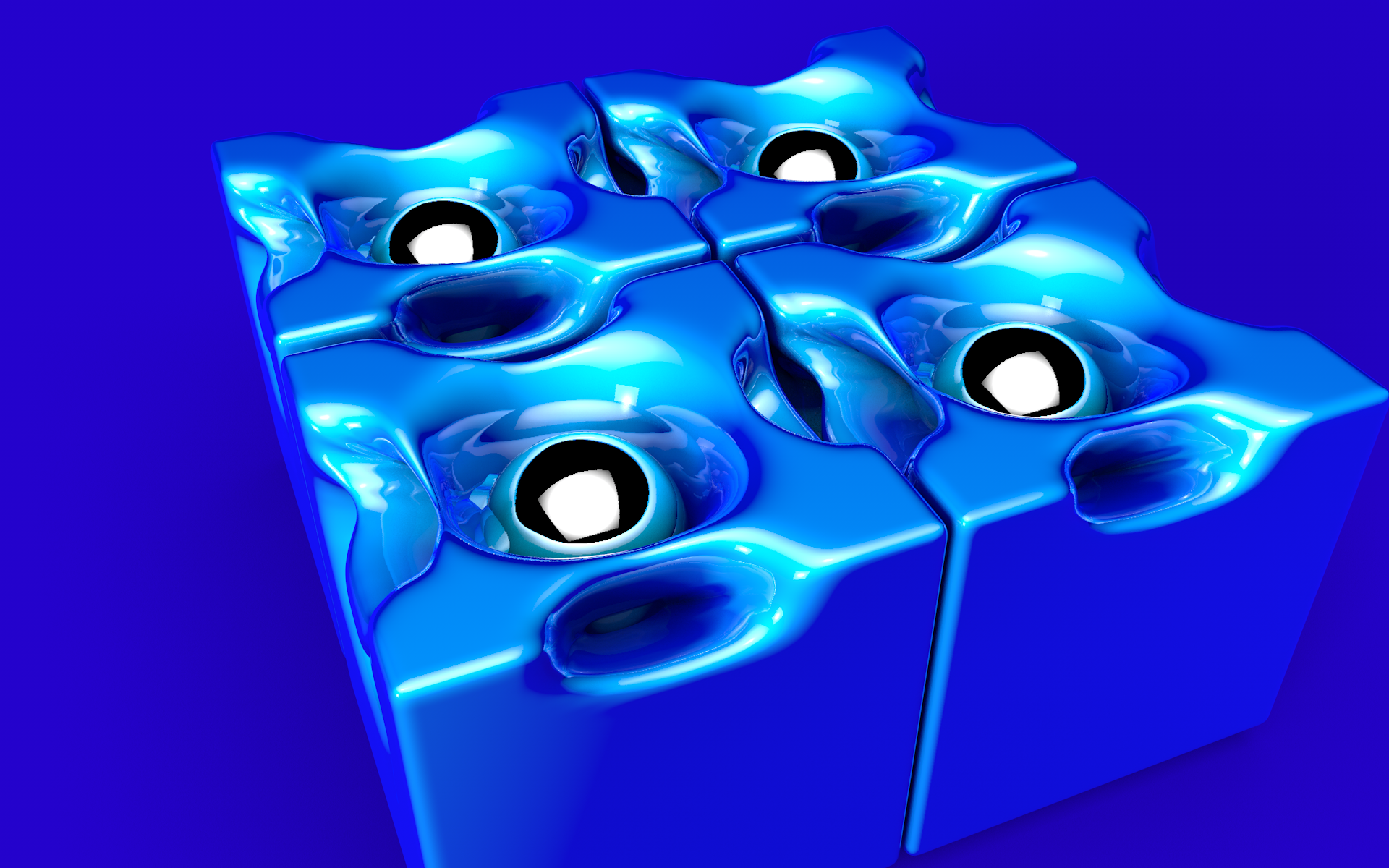 Blue 3d Cgi Digital Art Cube Sphere 1920x1200