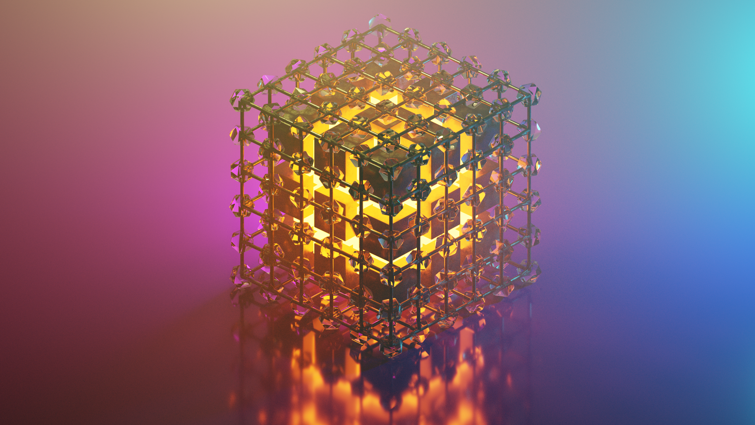 3D Abstract Abstract Glass Grid 2560x1440