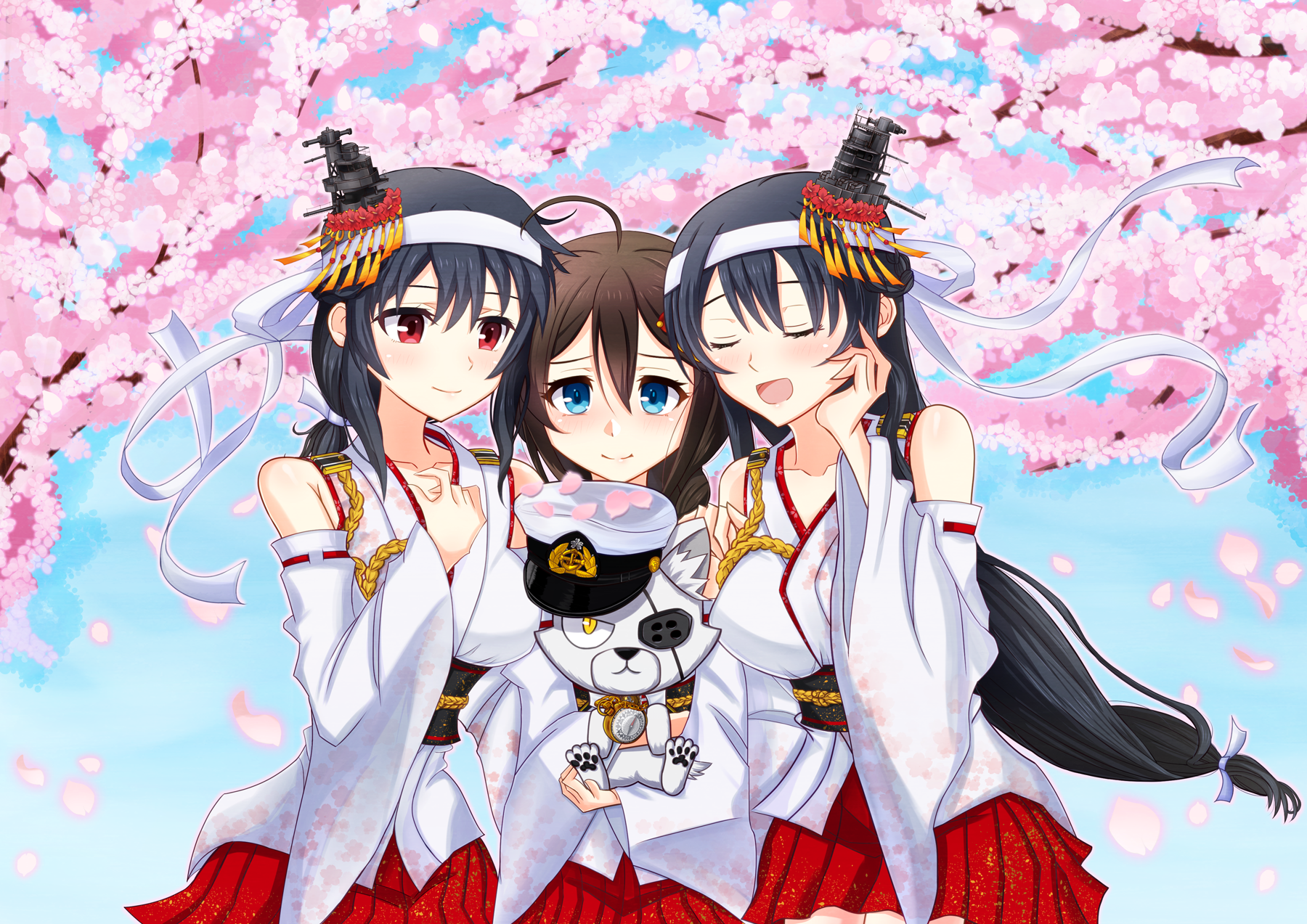 Anime Anime Girls Anime Animals Admiral KanColle Cats Yamashiro KanColle Short Hair Fusou KanColle L 1800x1273