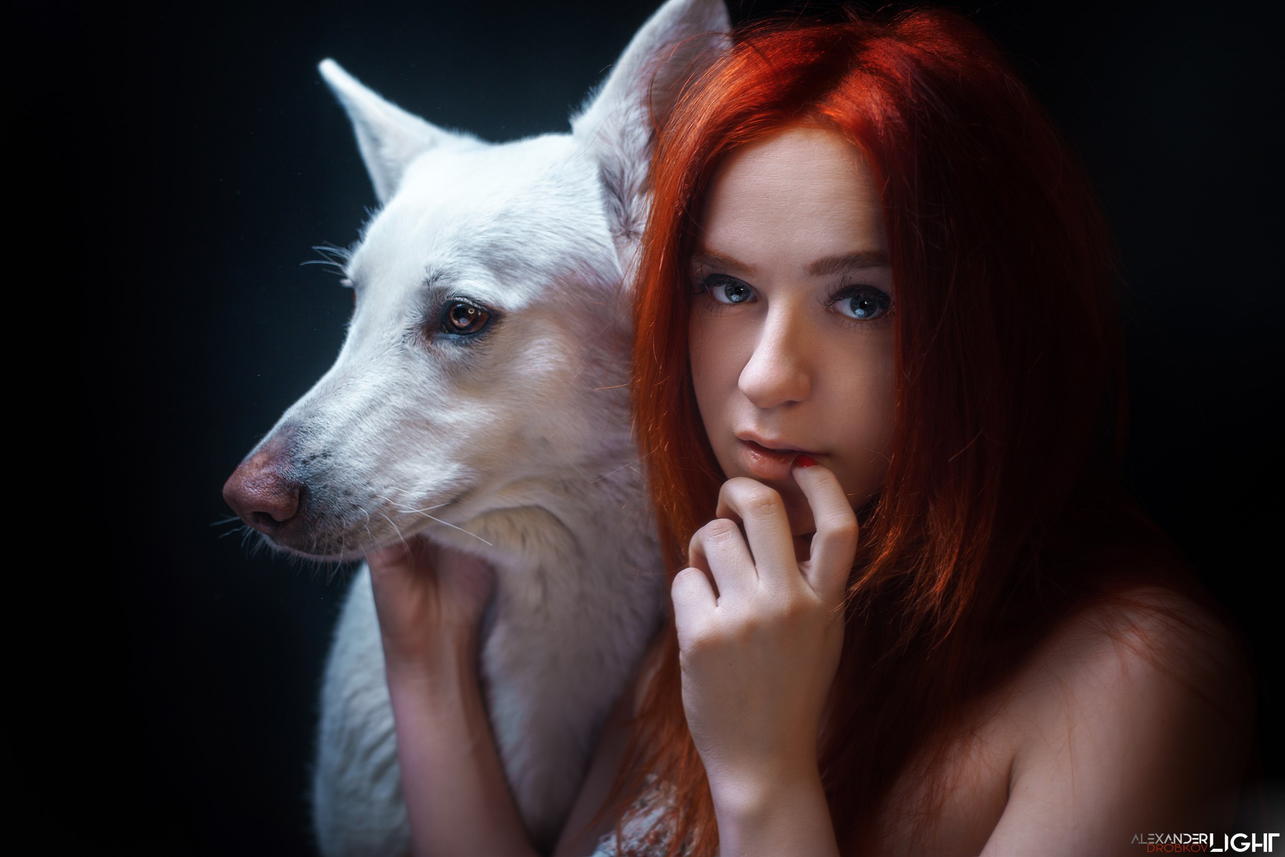 Dog Face Maria Nekrasova Model Portrait Redhead 2560x1707