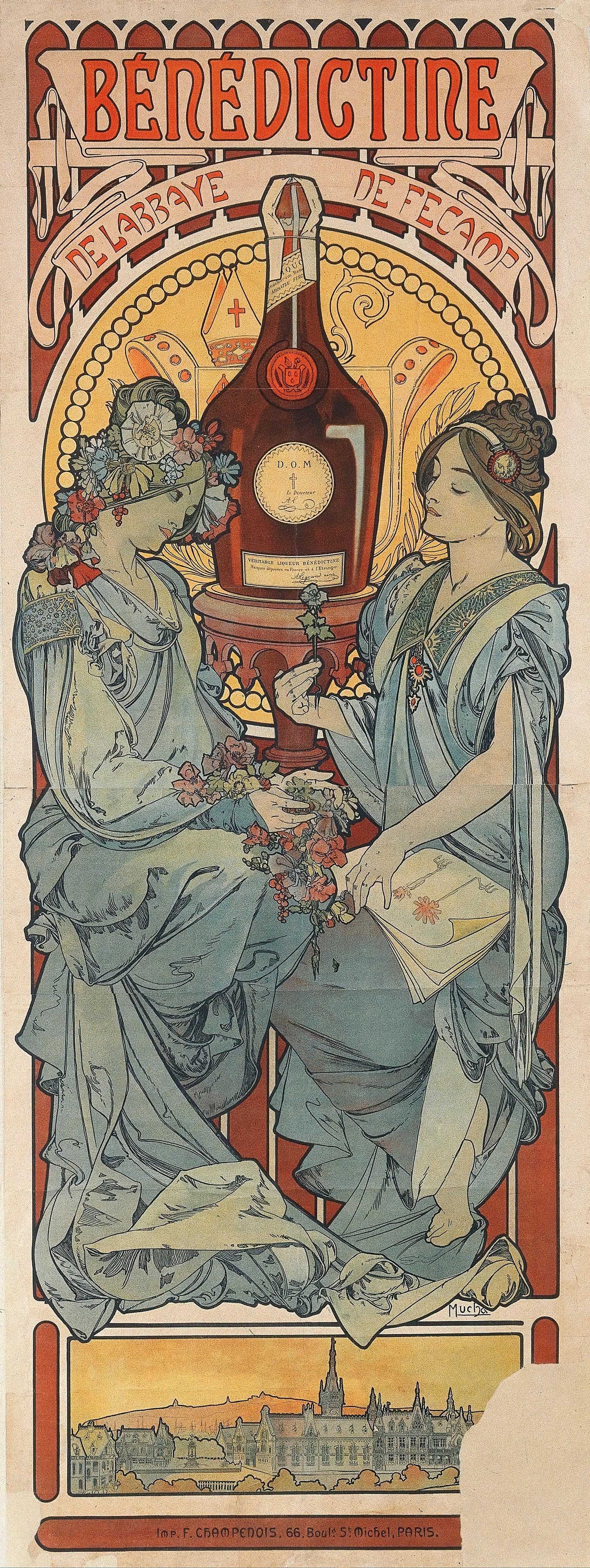 Artwork Painting Women Art Nouveau Alphonse Mucha Drink 1808x4800