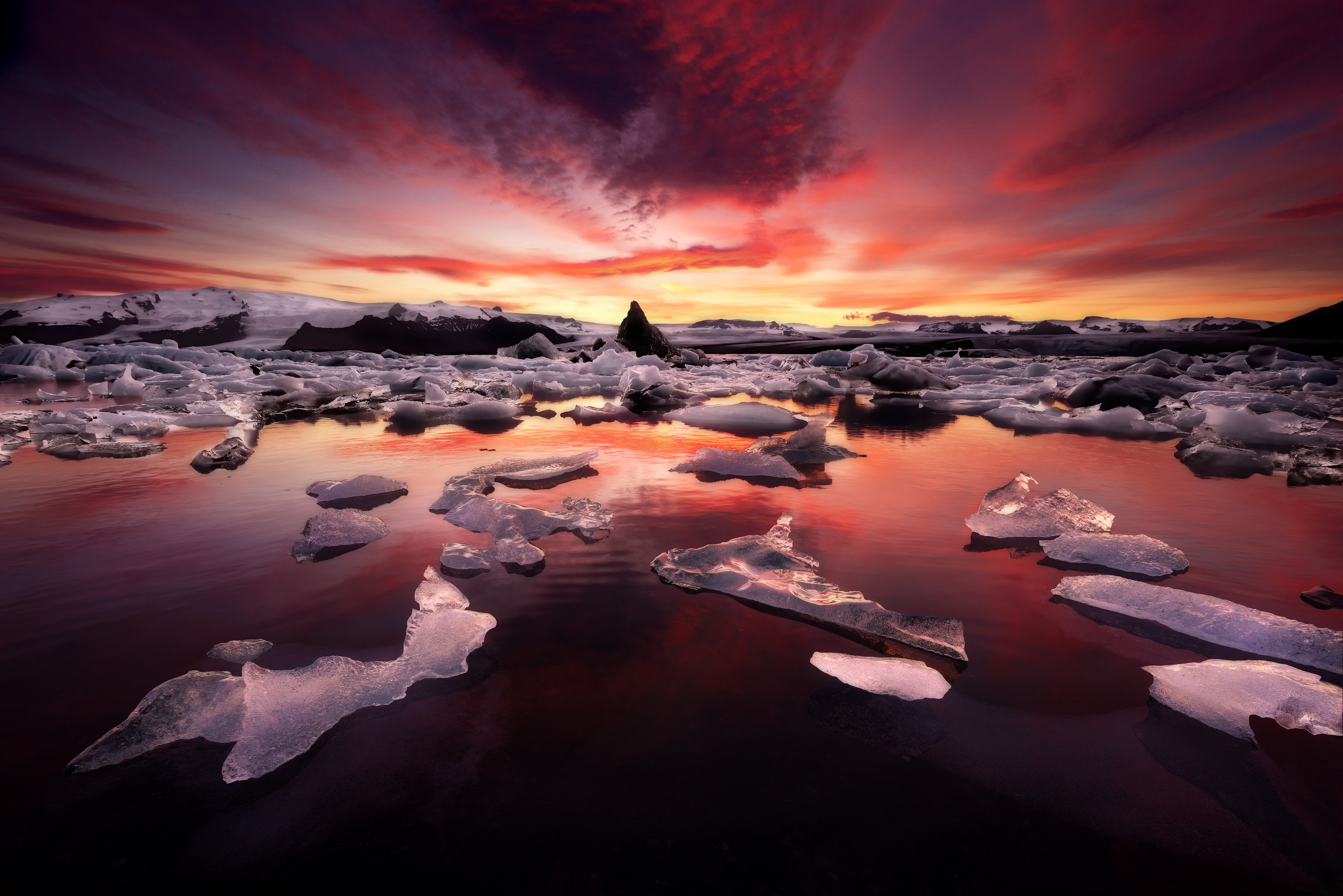 Iceland Glacier Ice Landscape Nature Photography Sunset Sky Clouds 4000x2669