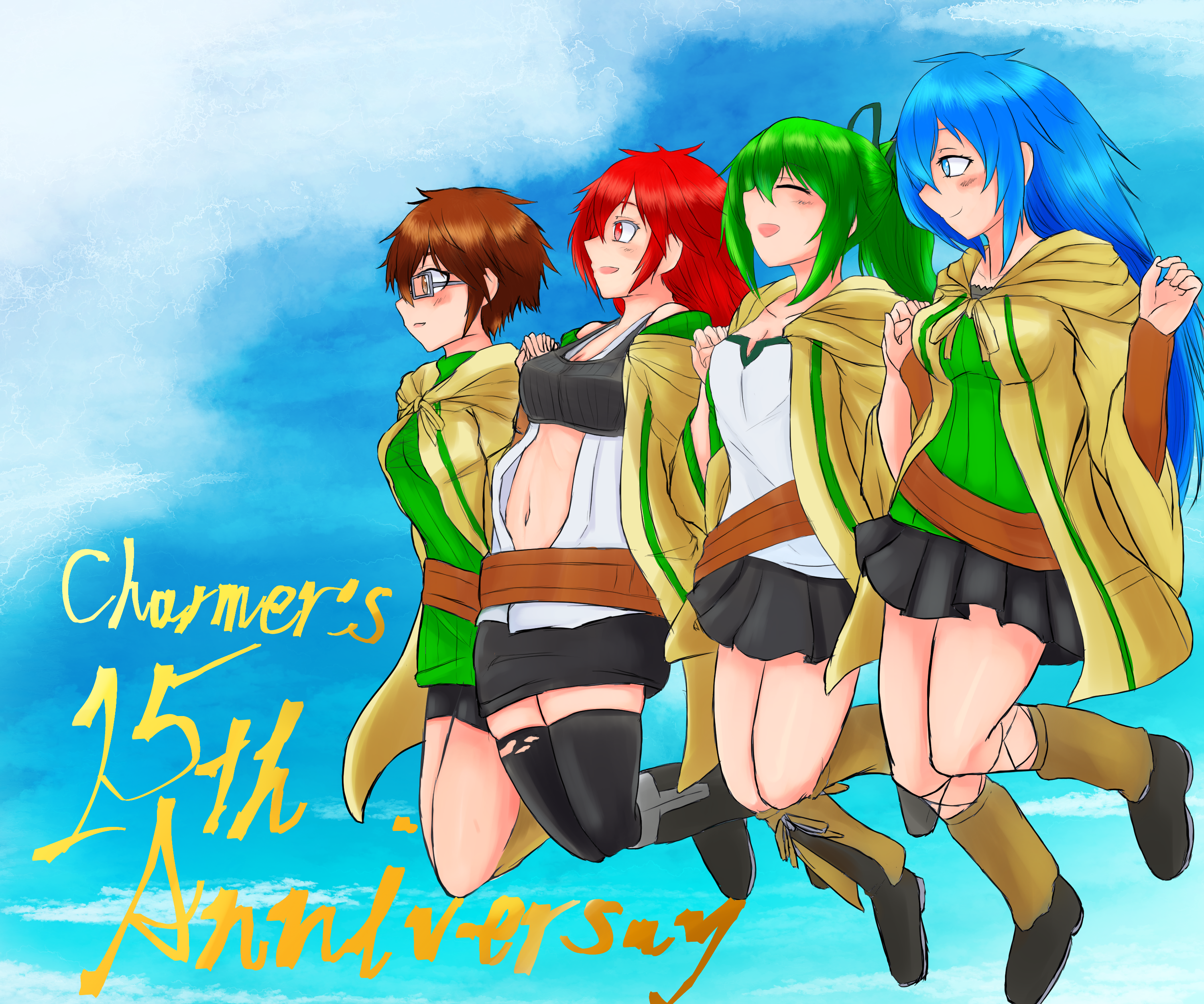 Anime Anime Girls Yu Gi Oh Eria The Water Charmer Wynn The Wind Charmer Hiita The Fire Charmer Aussa 3000x2500