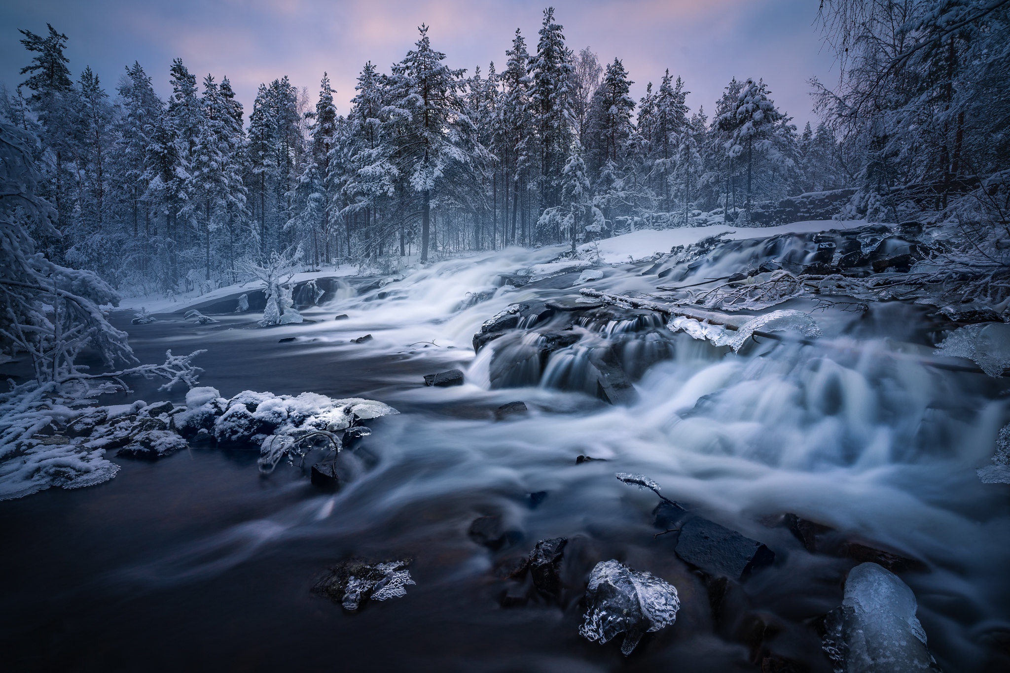 Winter River Norway Nature 2048x1366