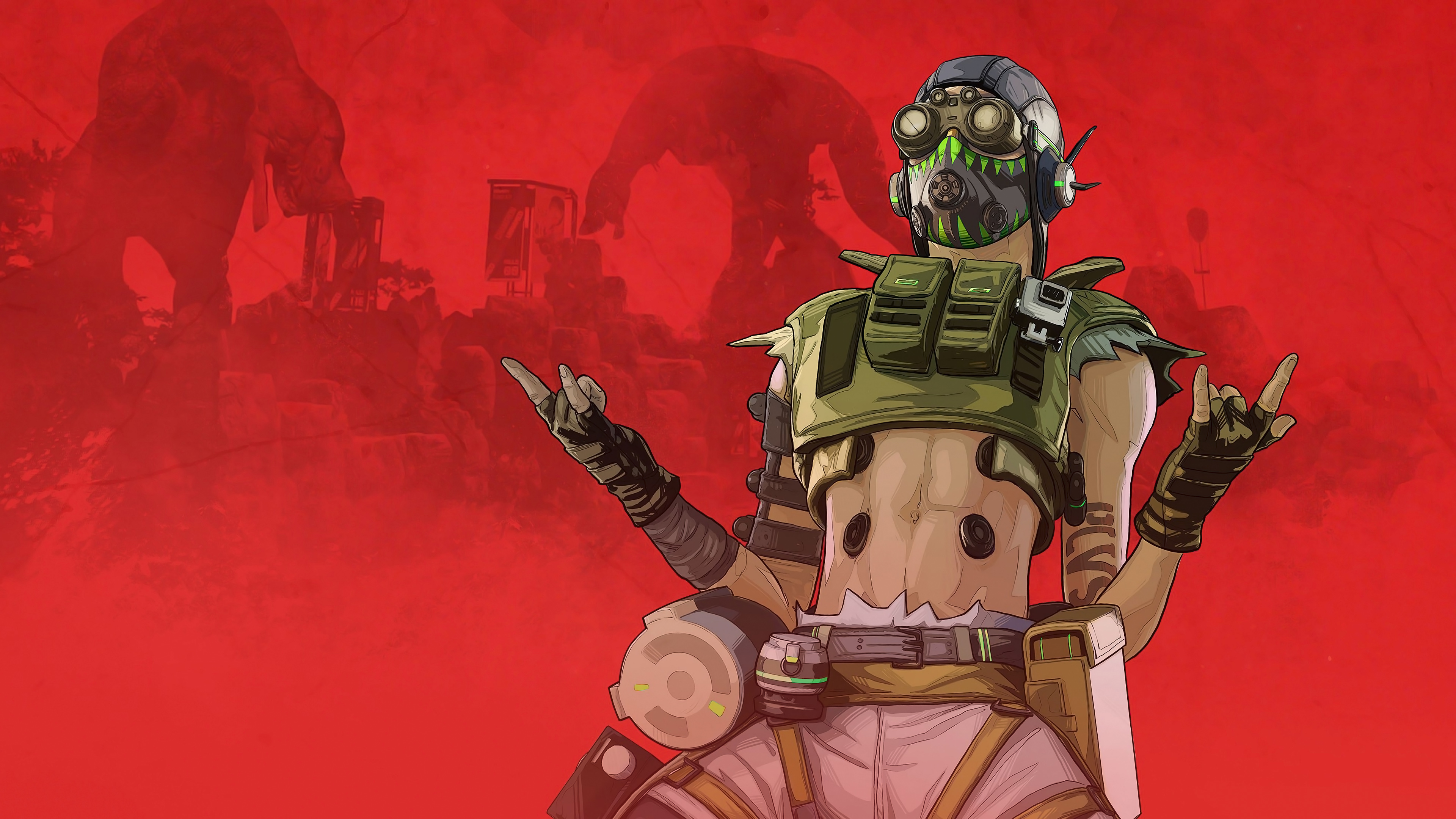 Octane Apex Legends Stimmies Green Clothing Red Background Video Games Wallpaper Resolution 3840x2160 Id 1243976 Wallha Com
