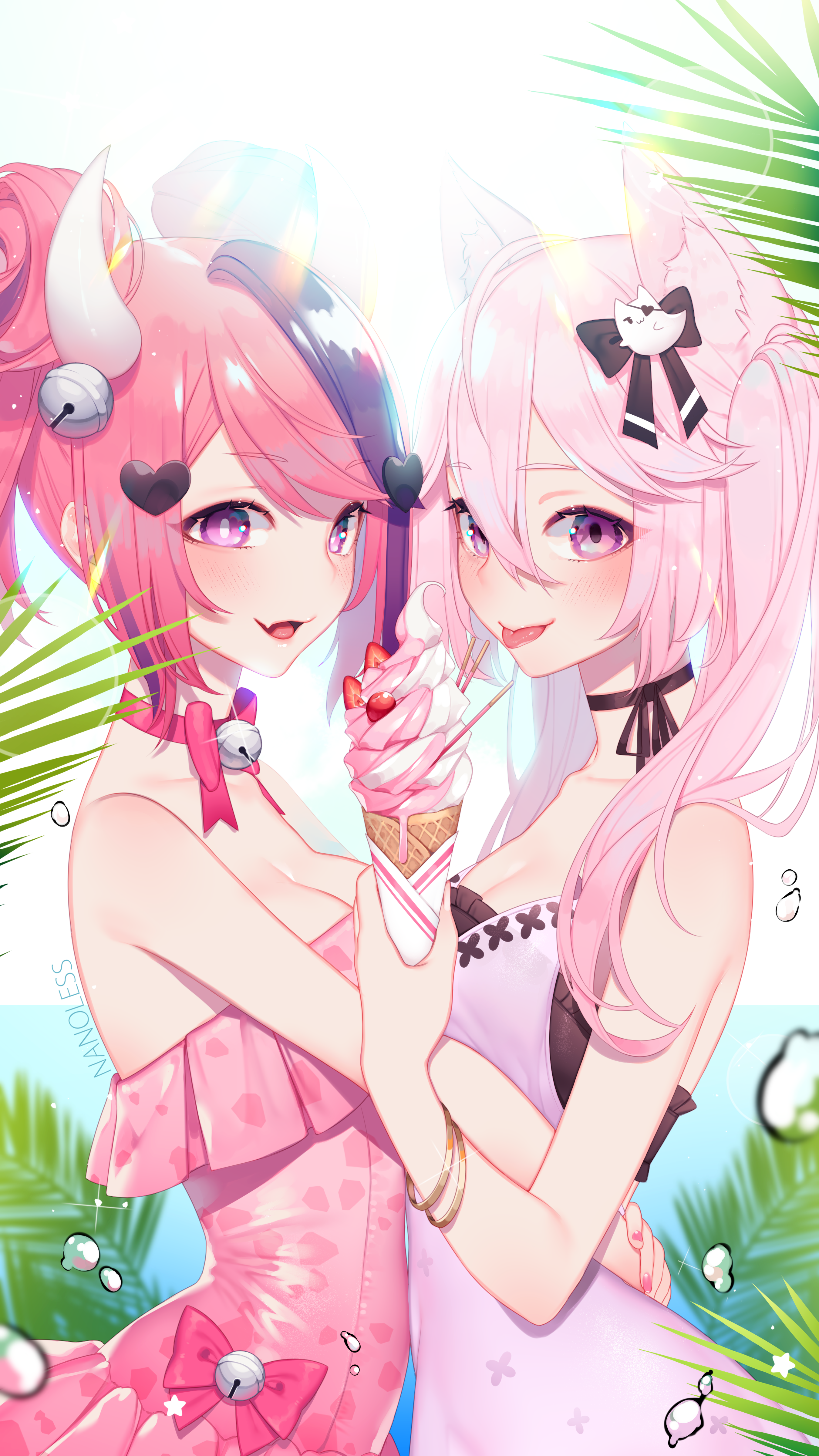 Nyanners Virtual Youtuber Fictional Character Anime Anime Girls Fantasy Girl Ice Cream Dress 2D Artw 2700x4800