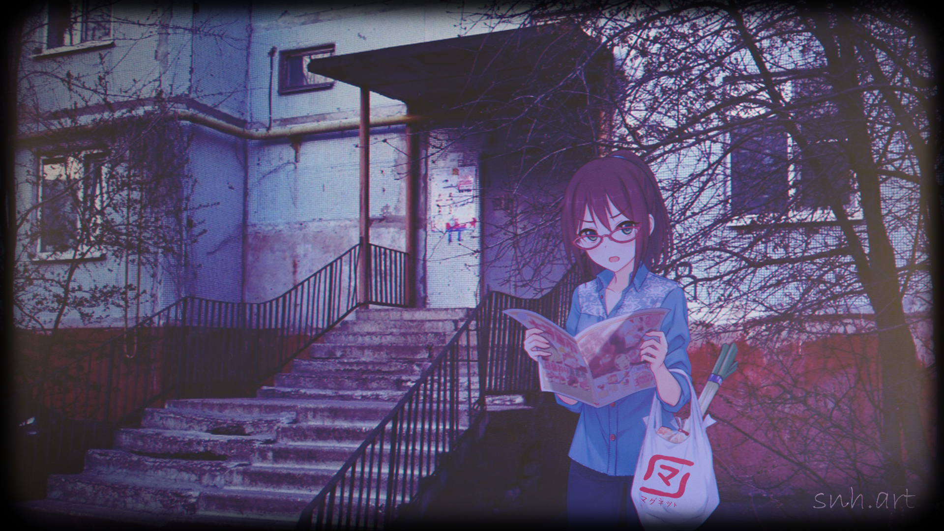 Anime Girls Animeirl Shopping Stairs Magazine 1920x1080