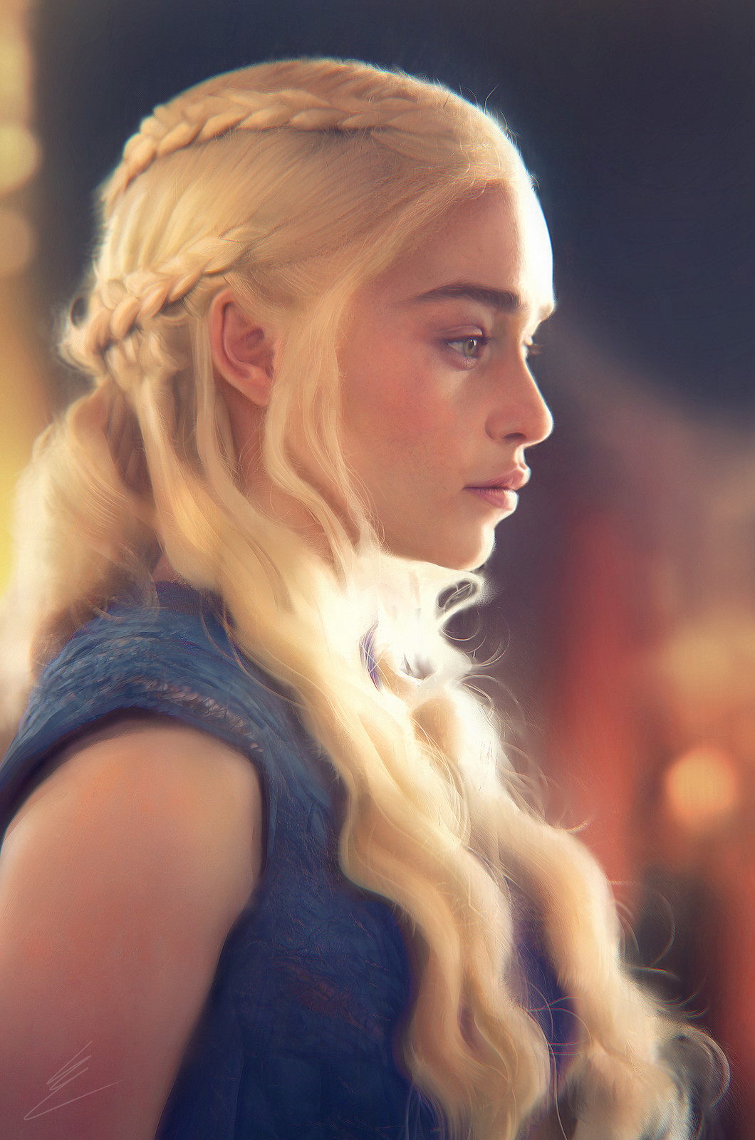 Artwork Women Blonde Daenerys Targaryen Emilia Clarke Braids Game Of Thrones 1060x1600