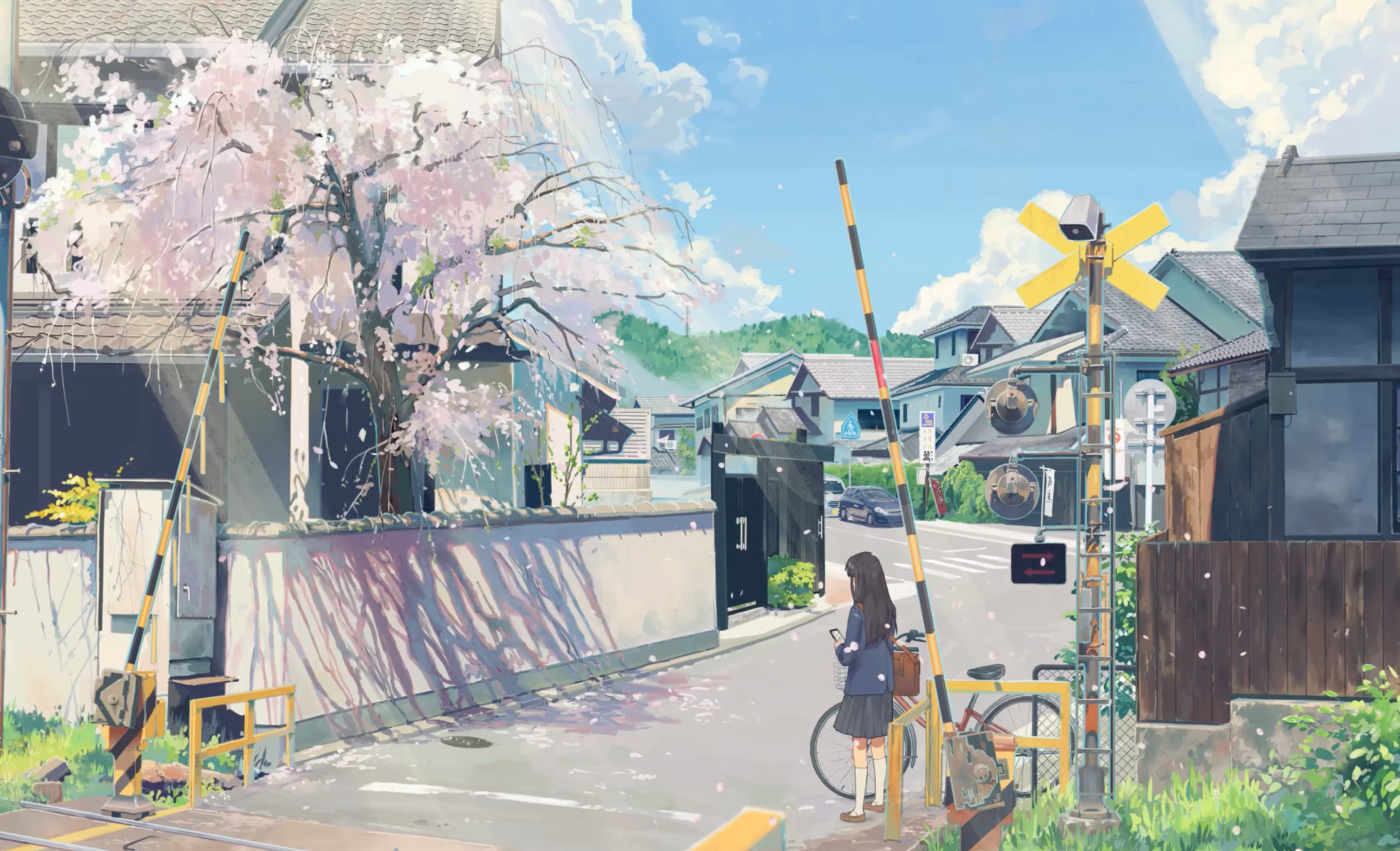 Anime Girls Cherry Blossom Anime Outdoors Artwork Pao Yong 2878x1750