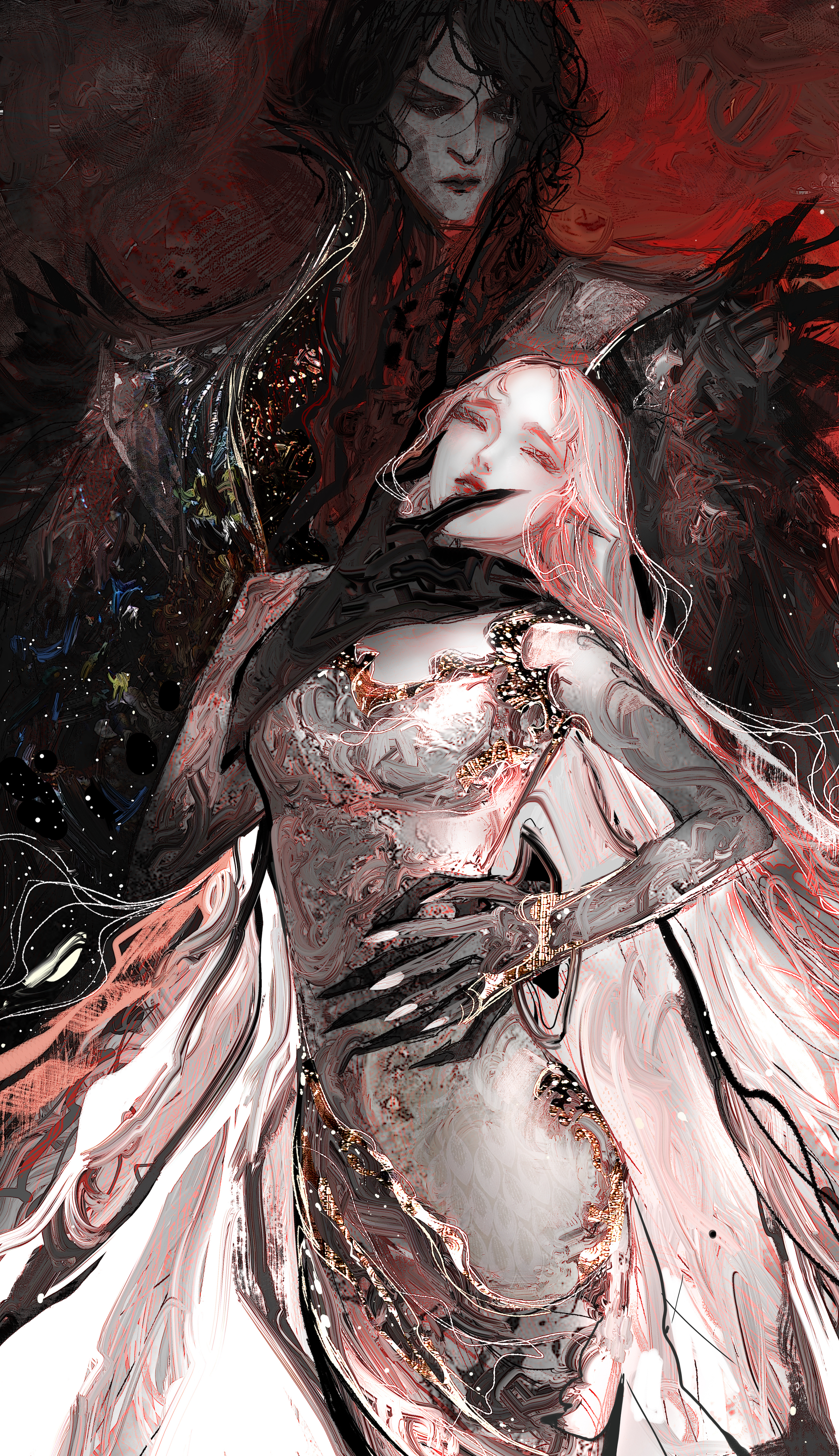 Artwork Digital Art Drawing Fantasy Art Fantasy Girl Women Nixeu Pink Hair Persephone Hades Hades Ha 2593x4500