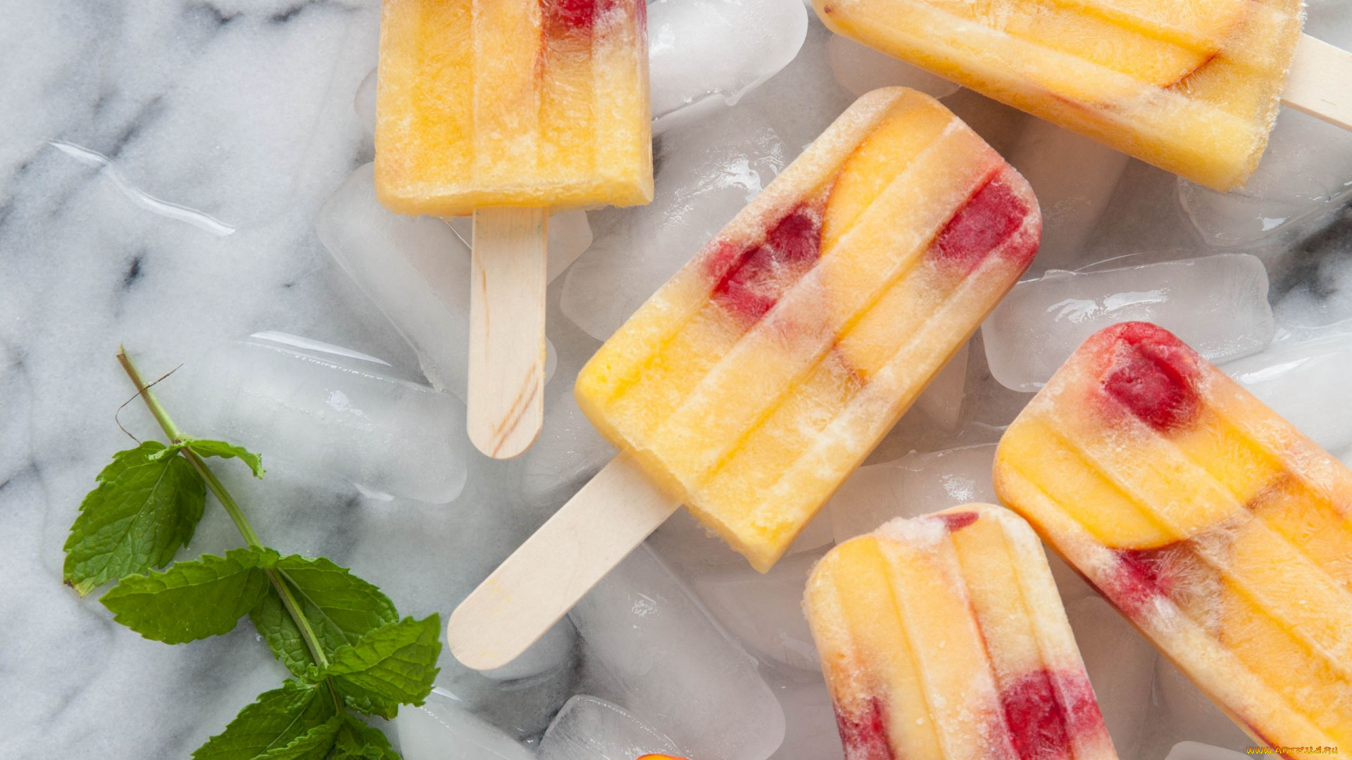 Food Sweets Popsicle Ice Mint Leaves 1920x1080