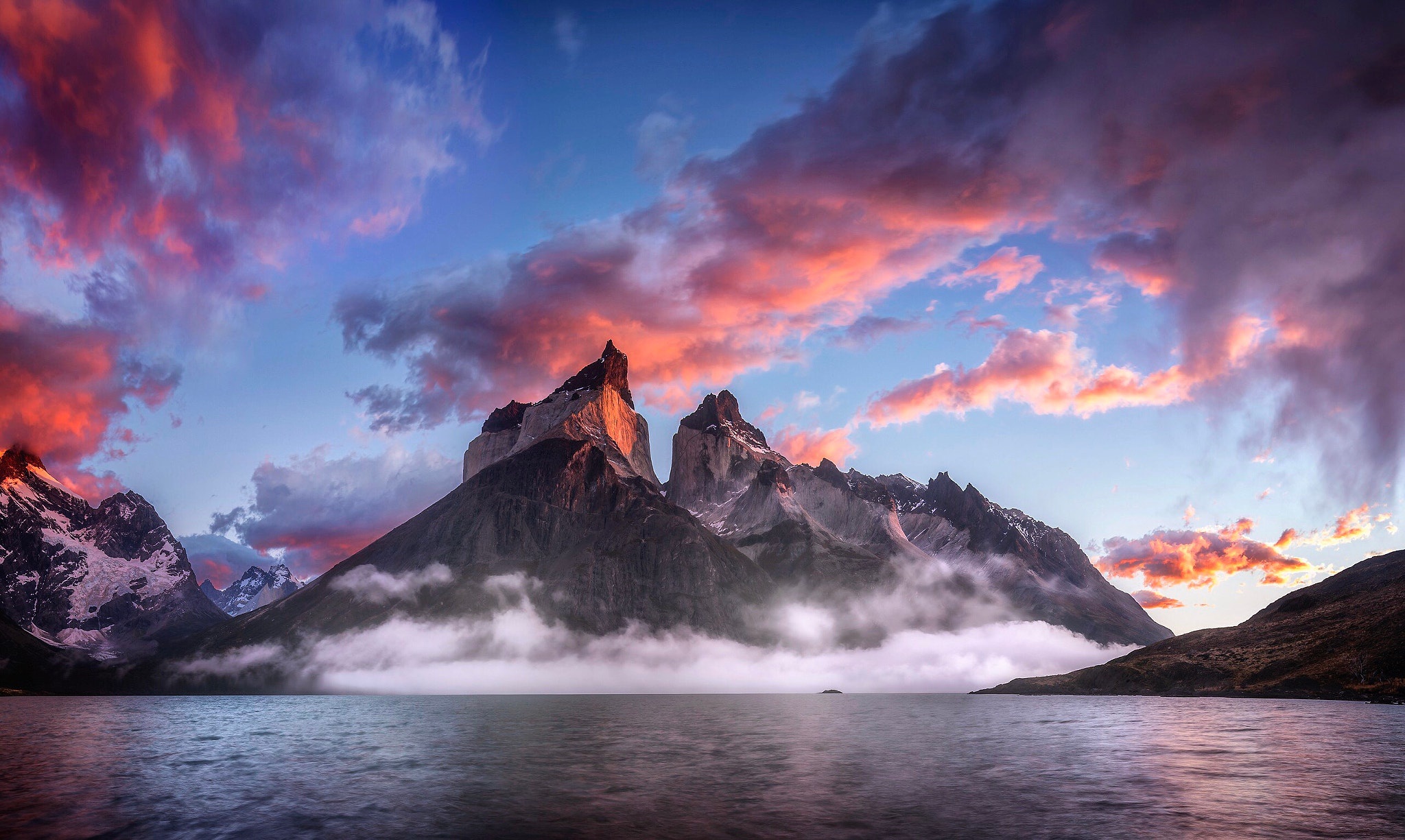 Patagonia Nature Mountains Sky Clouds Landscape Rock 2048x1225