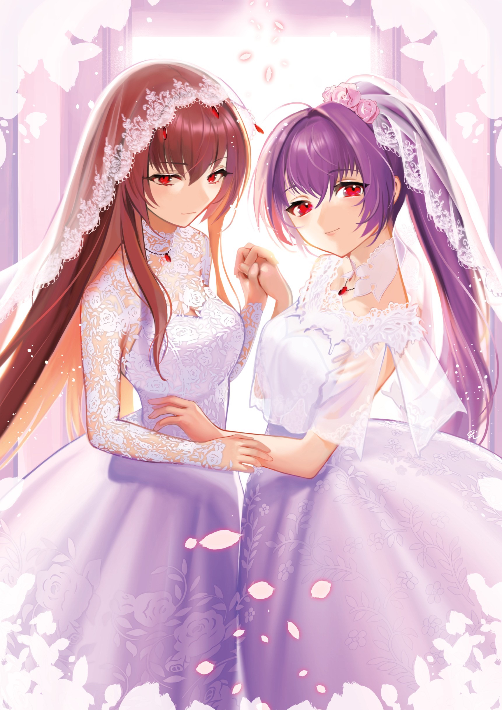 Anime Anime Girls Wedding Dress Weddings Fate Series Fate Grand Order Scathach Scathach Skadi Long H 1722x2435