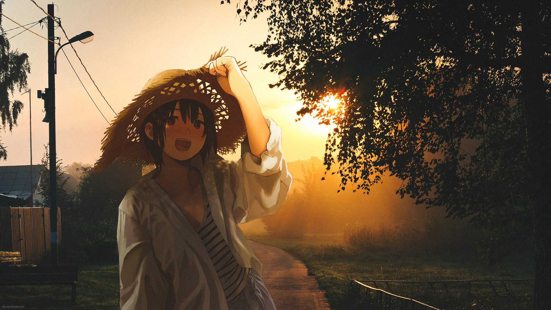 Anime Girls Collage 2D Sun Rays 1920x1080