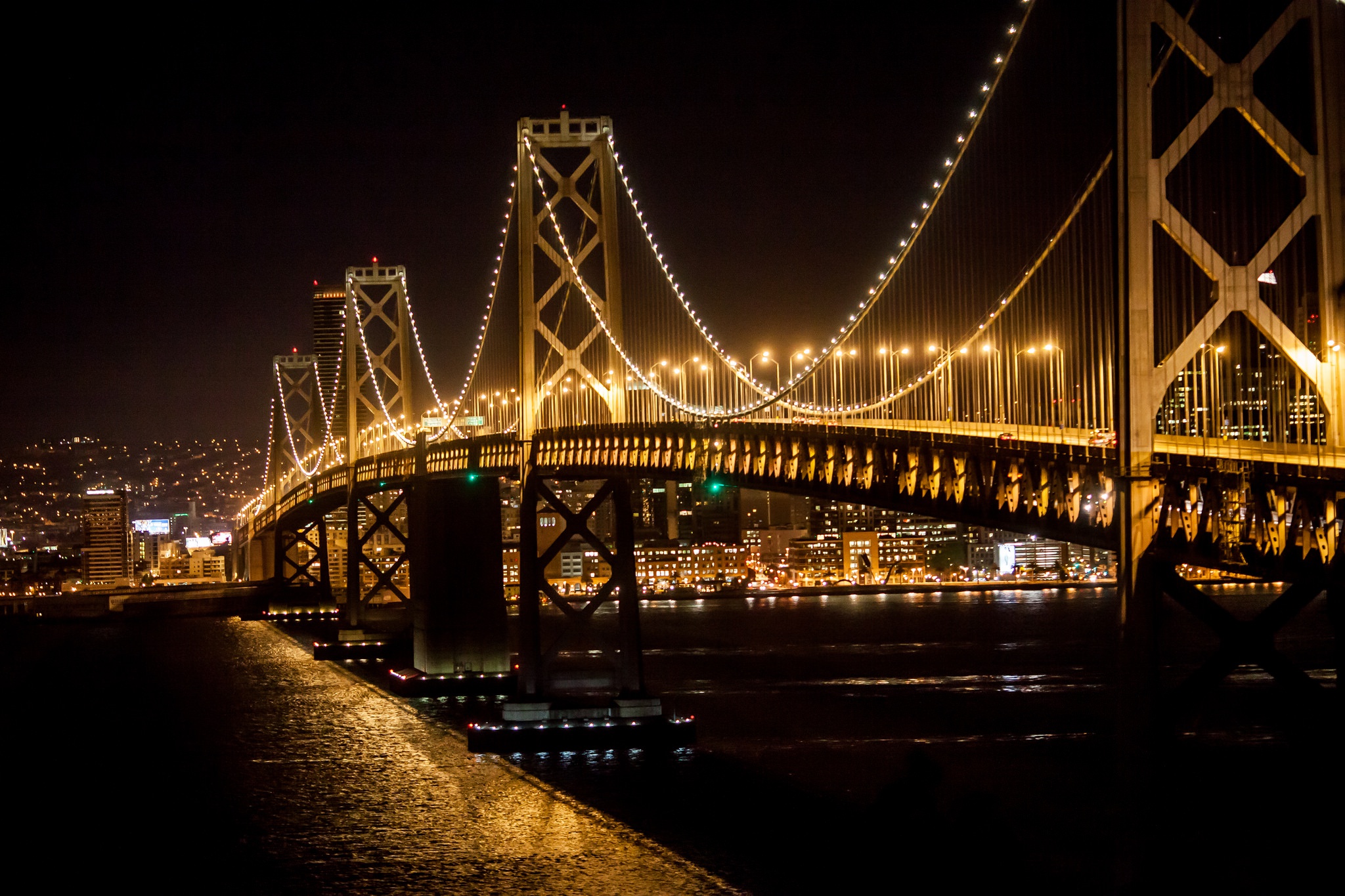Night Bridge Usa Light San Francisco 2048x1365