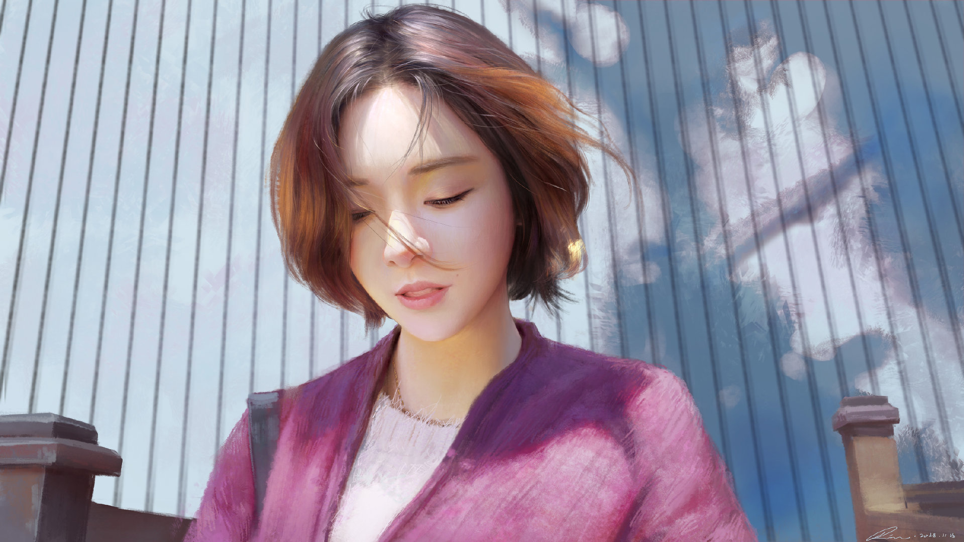 Chen Yi Fa Er Singer Asian Digital Painting 1919x1080
