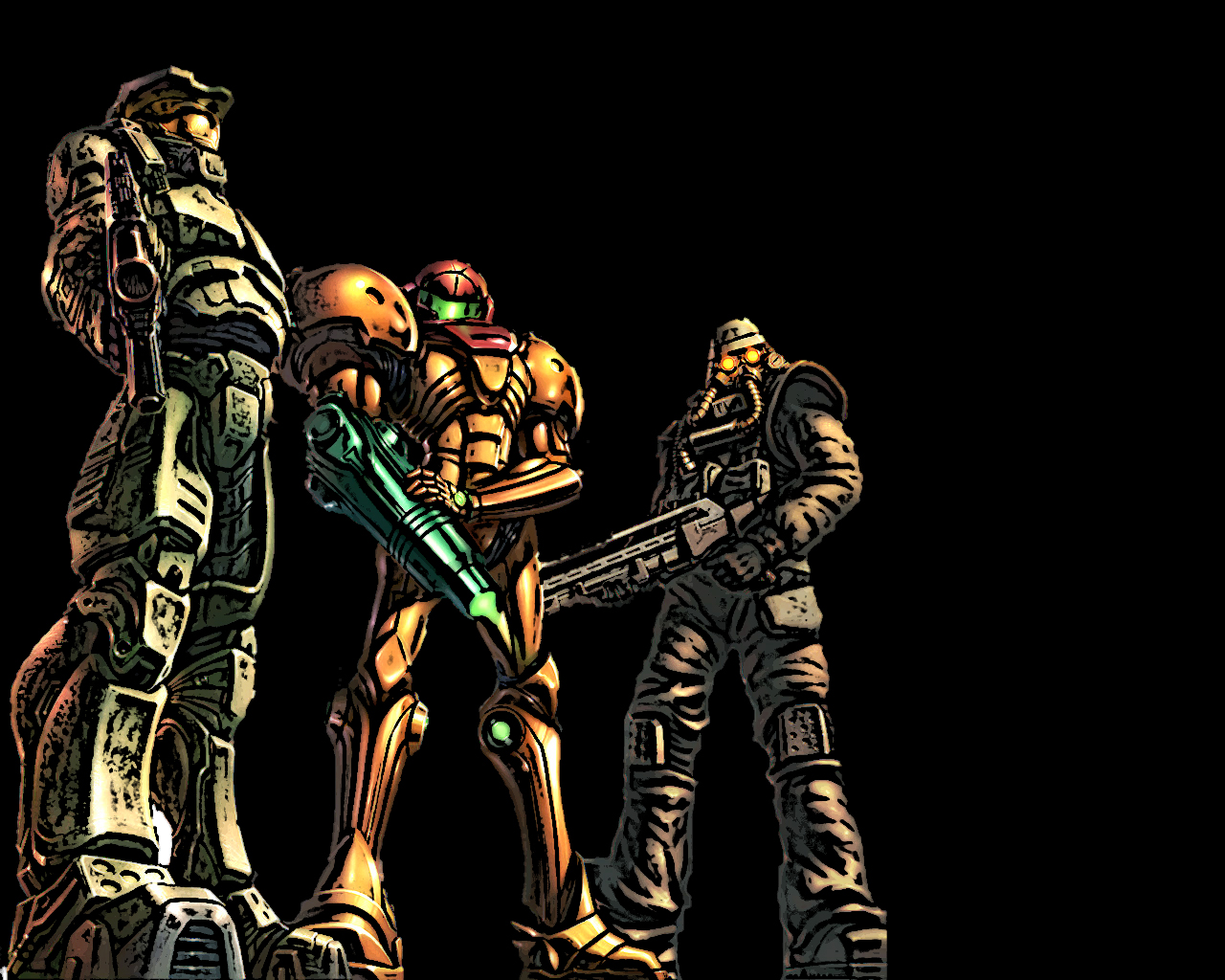 Halo Video Games Master Chief Metroid 1280x1024