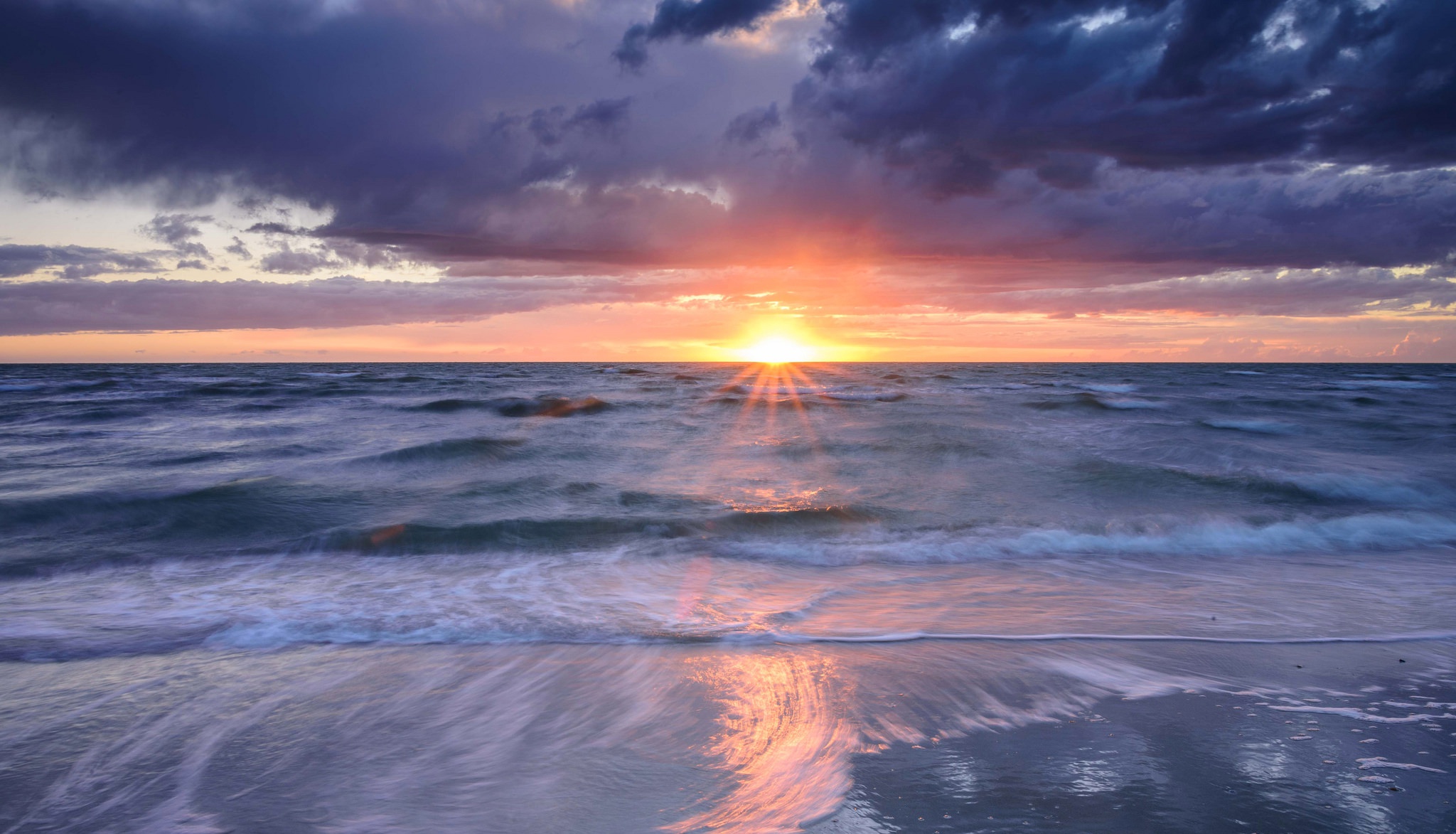 Cloud Horizon Nature Ocean Sunrise 2048x1173