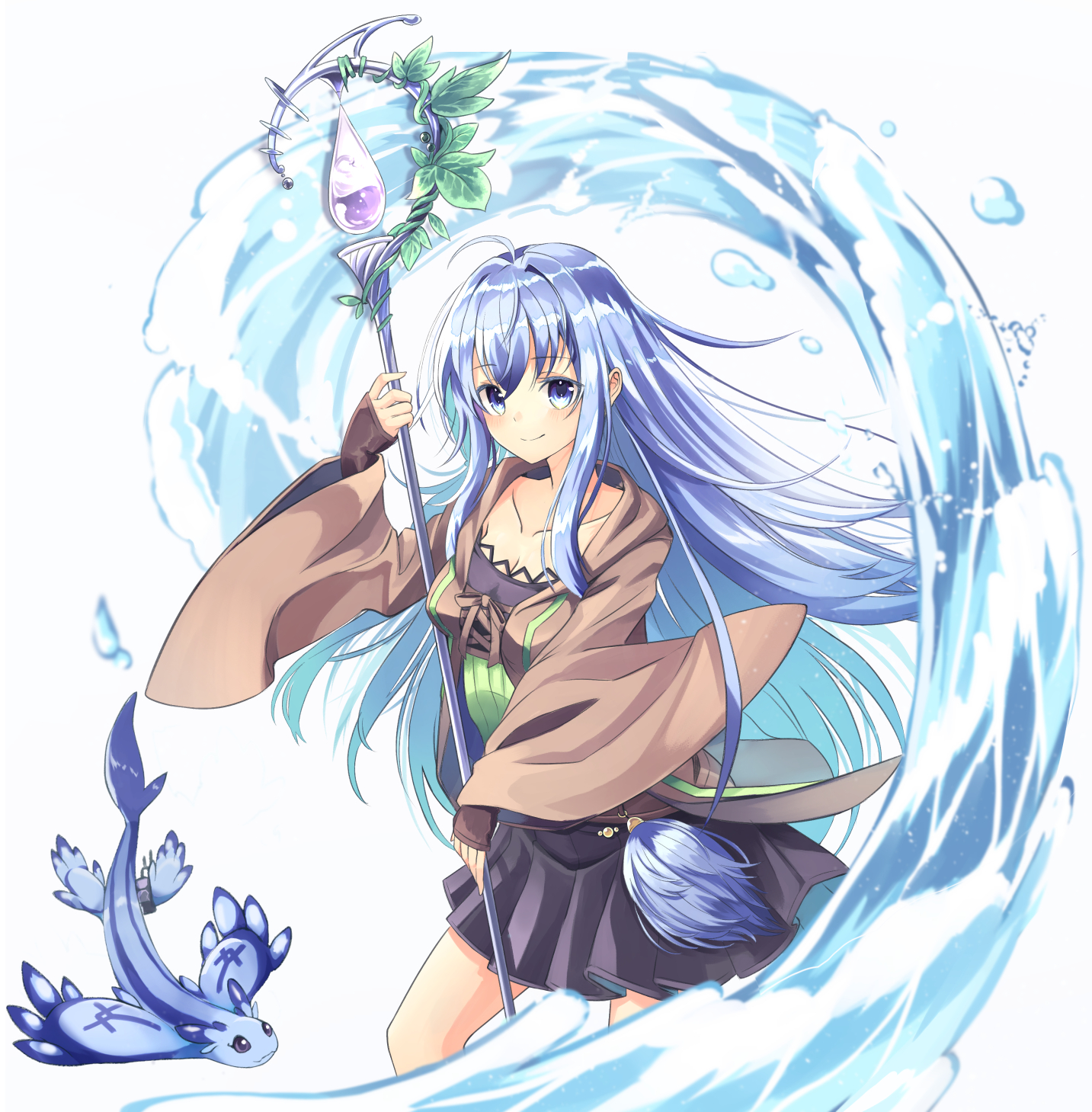 Anime Anime Girls Yu Gi Oh Eria The Water Charmer Long Hair Blue Hair Artwork Digital Art Fan Art 1433x1459