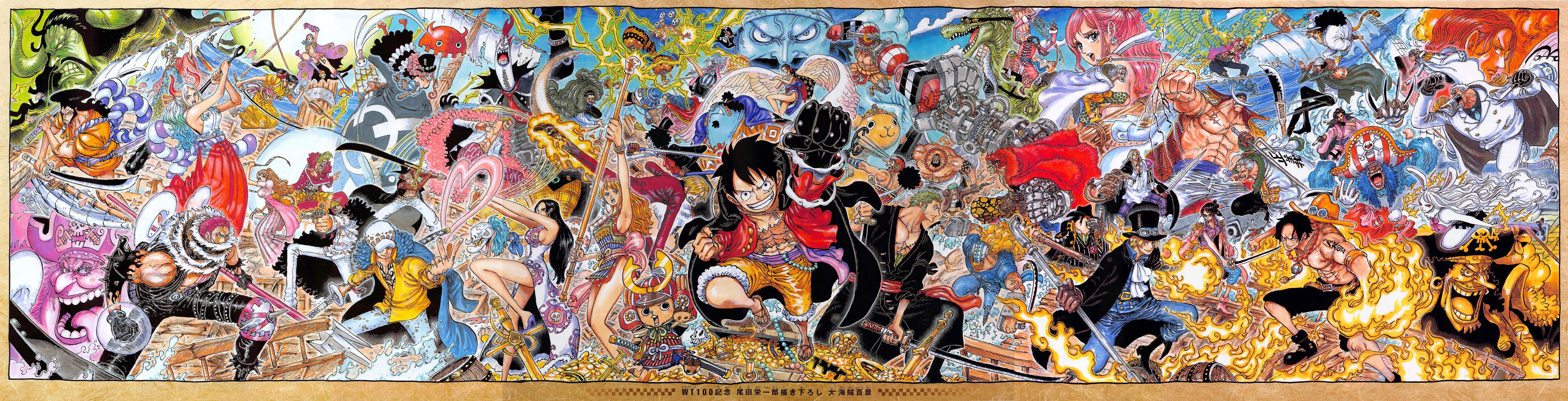 One Piece Manga Monkey D Luffy Roronoa Zoro Sanji Nami 5436x1392