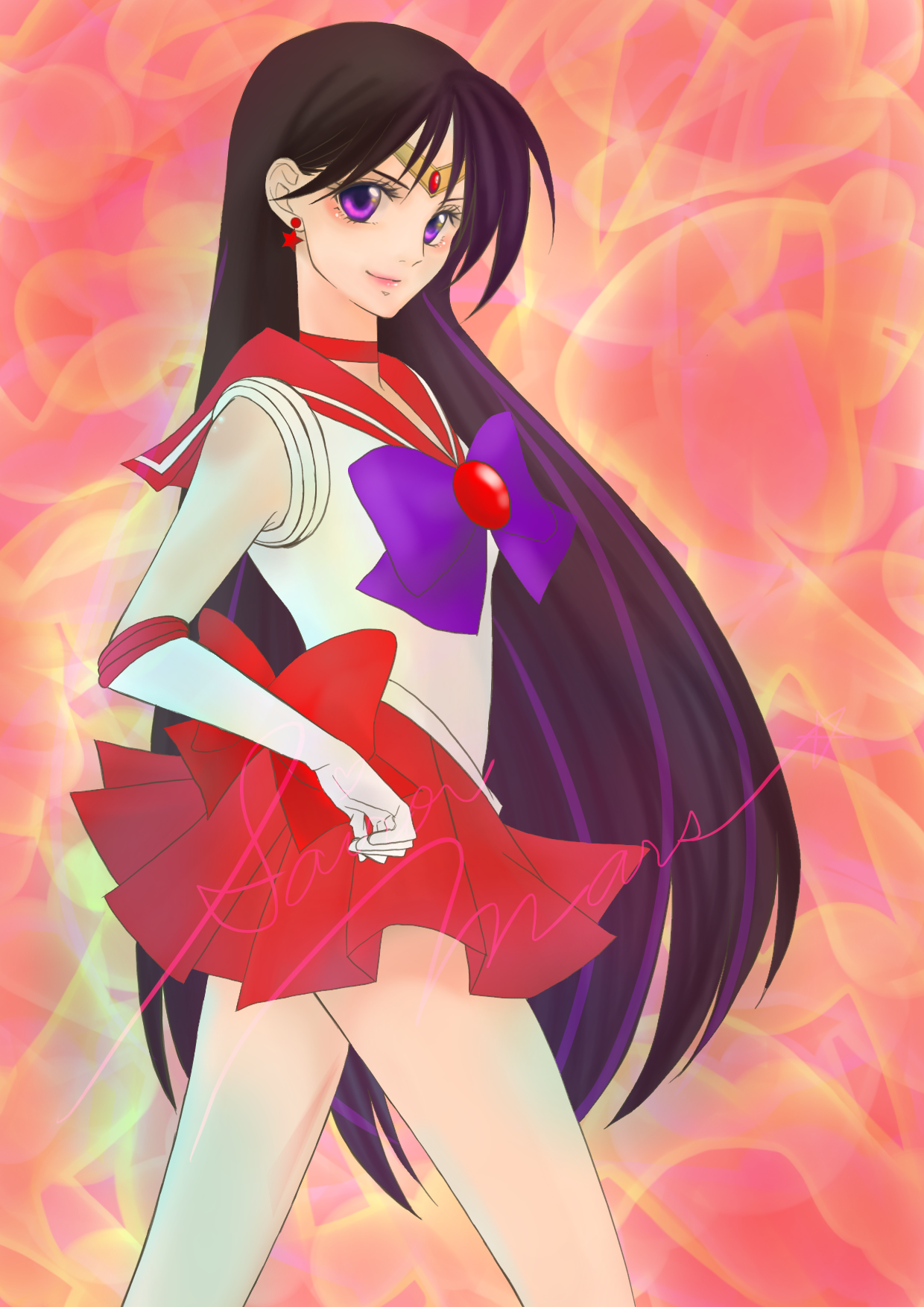 Anime Anime Girls Sailor Moon Sailor Mars Dark Hair Long Hair Rei Hino 1240x1754