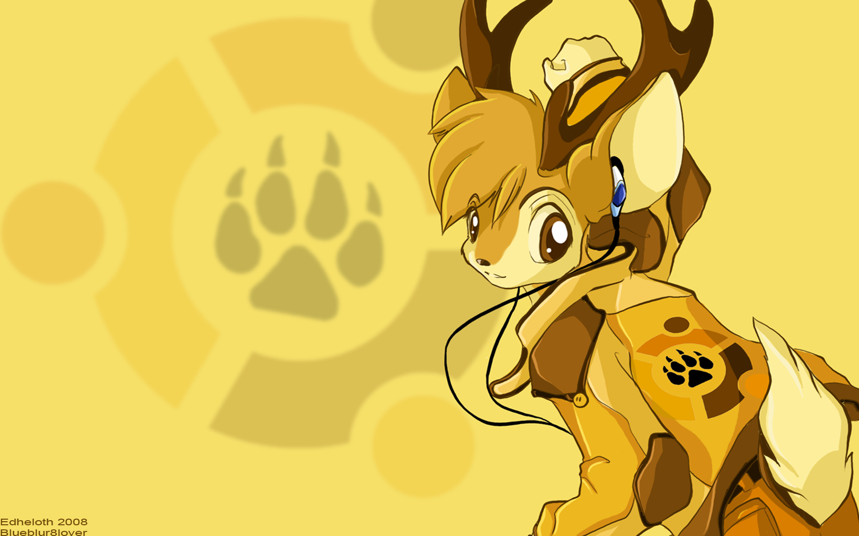 Deer Furry Yellow Yellow Background Ubuntu Anthro 1680x1050