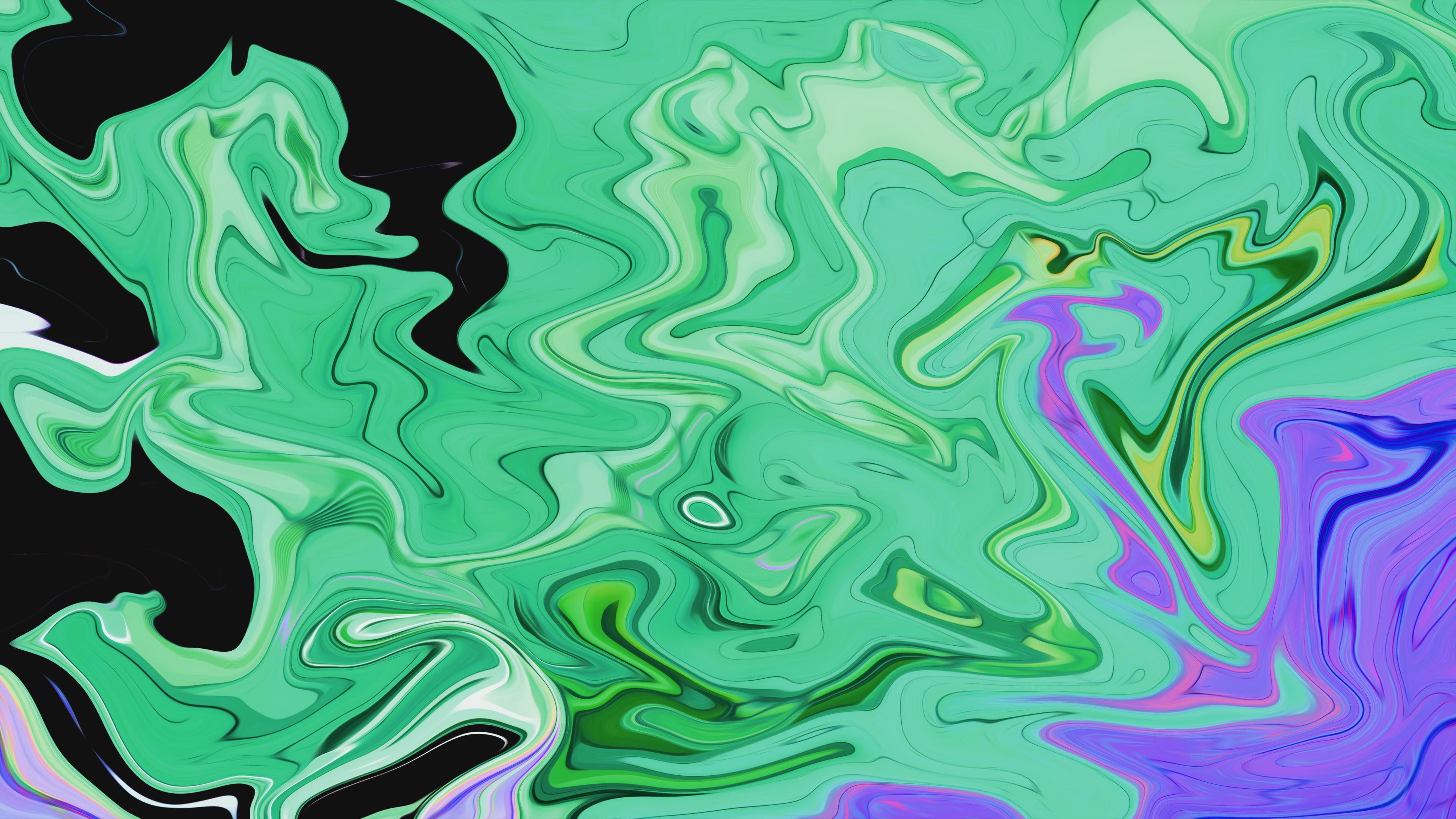 Abstract Fluid Liquid Illustration Graphic Design Artwork Digital Art Shapes Brush Paintbrushes Gree 3840x2160