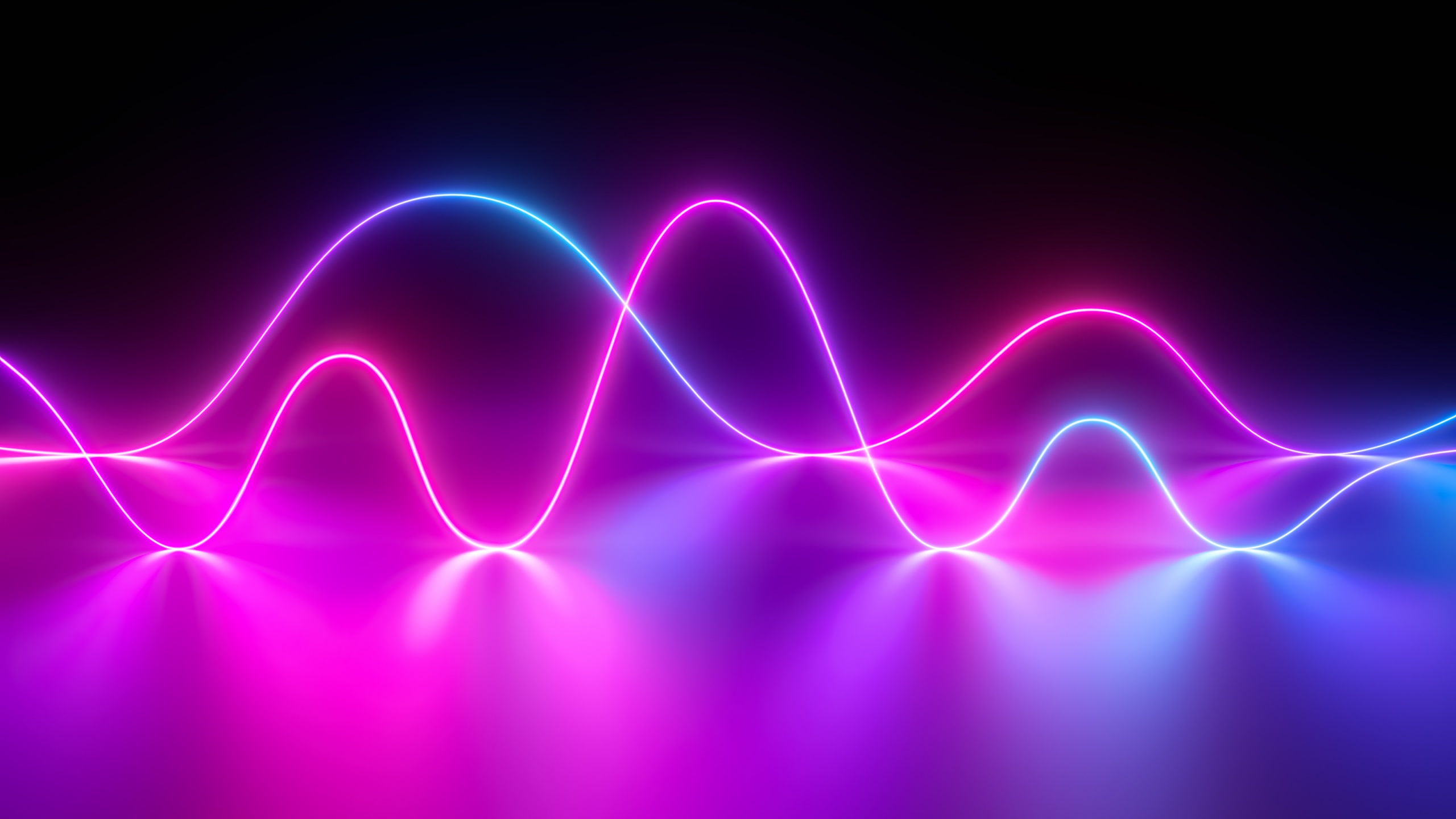 Abstract Neon Curved Reflection 2560x1440